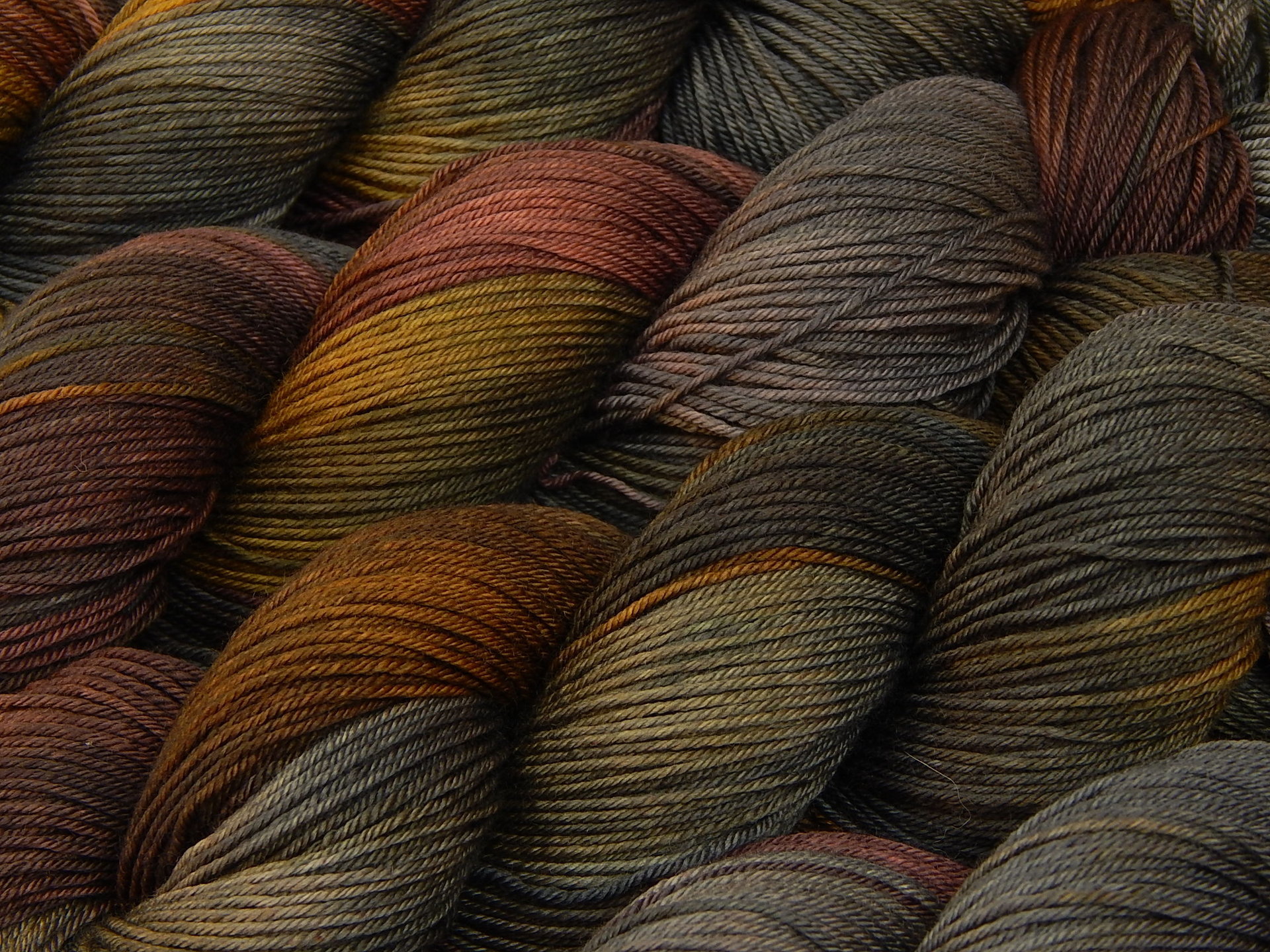 Hand Dyed Yarn, Fingering Sock Weight 4 Ply Superwash Merino Wool - Agate - Indie Dyer Gray Brown Gold Knitting Yarn, Earthy Multicolor