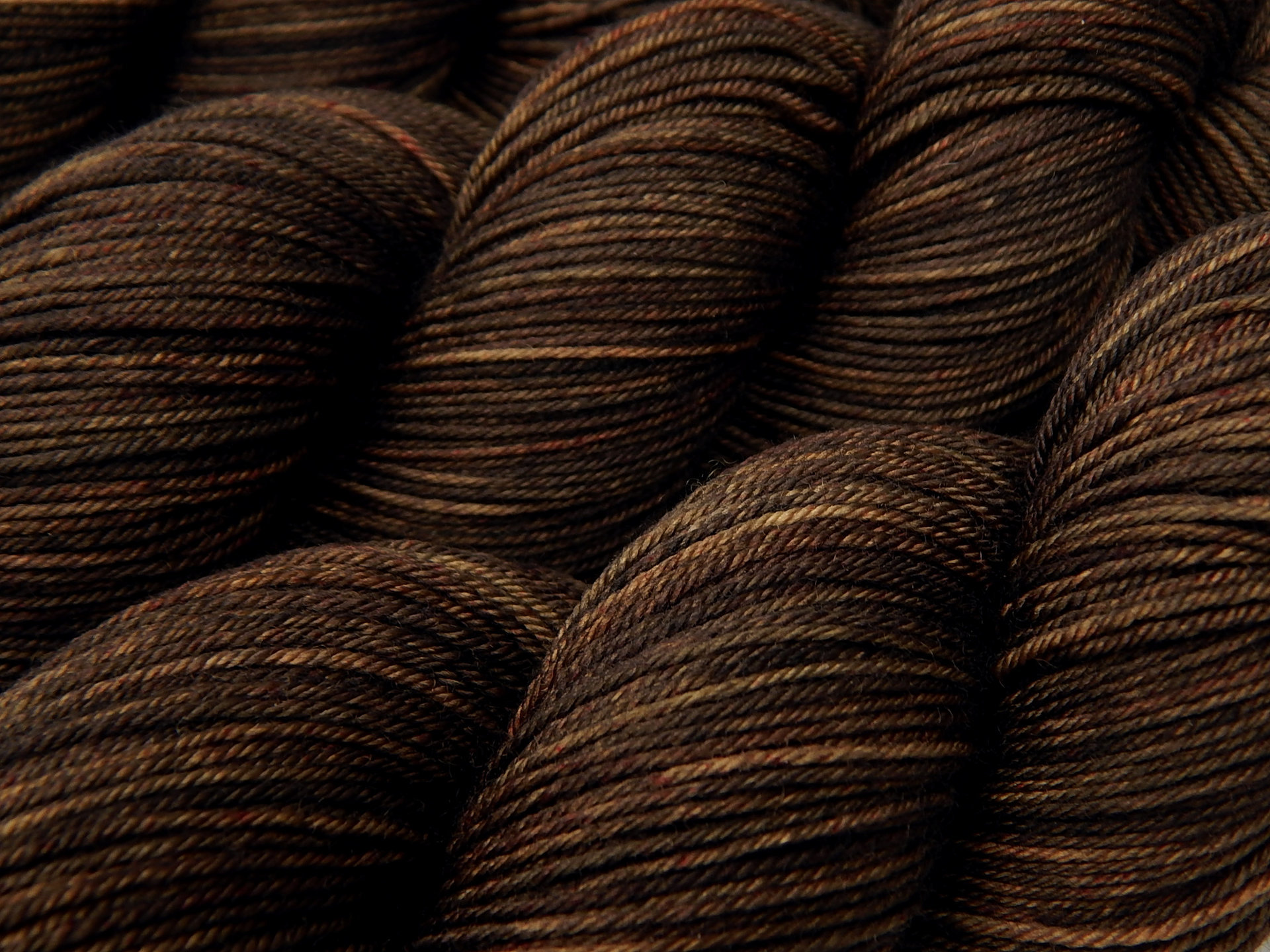 Hand Dyed Yarn, Sock Fingering Weight 4 Ply Superwash Merino Wool - Bark Tonal - Indie Knitting Yarn, Chocolate Brown Handdyed Sock Yarn