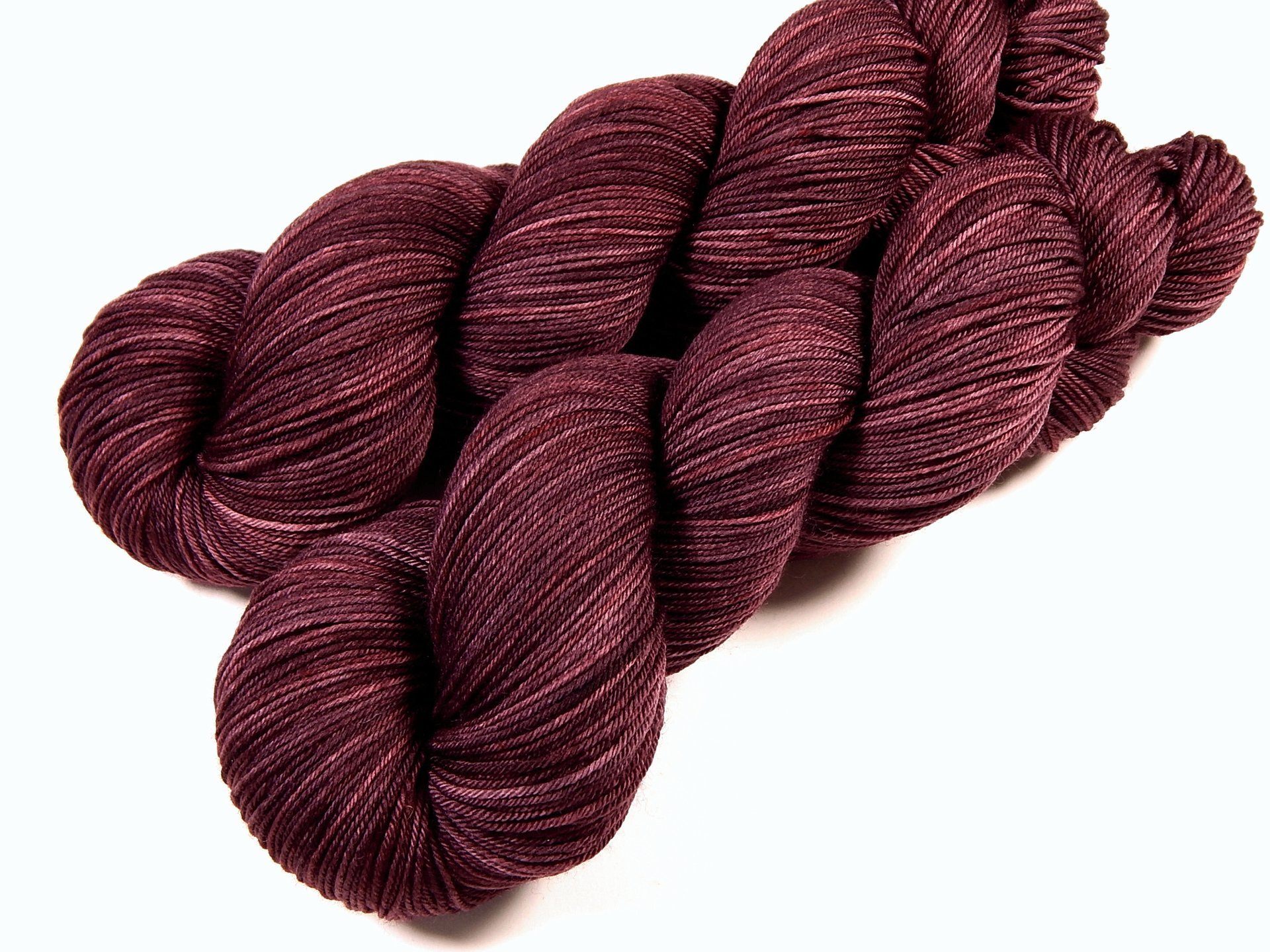 Hand Dyed Yarn, Semi Solid Sock Yarn, 4 Ply Superwash Merino Wool - Damson Plum - Indie Dyed Knitting Yarn, Tonal Fingering Weight Yarn