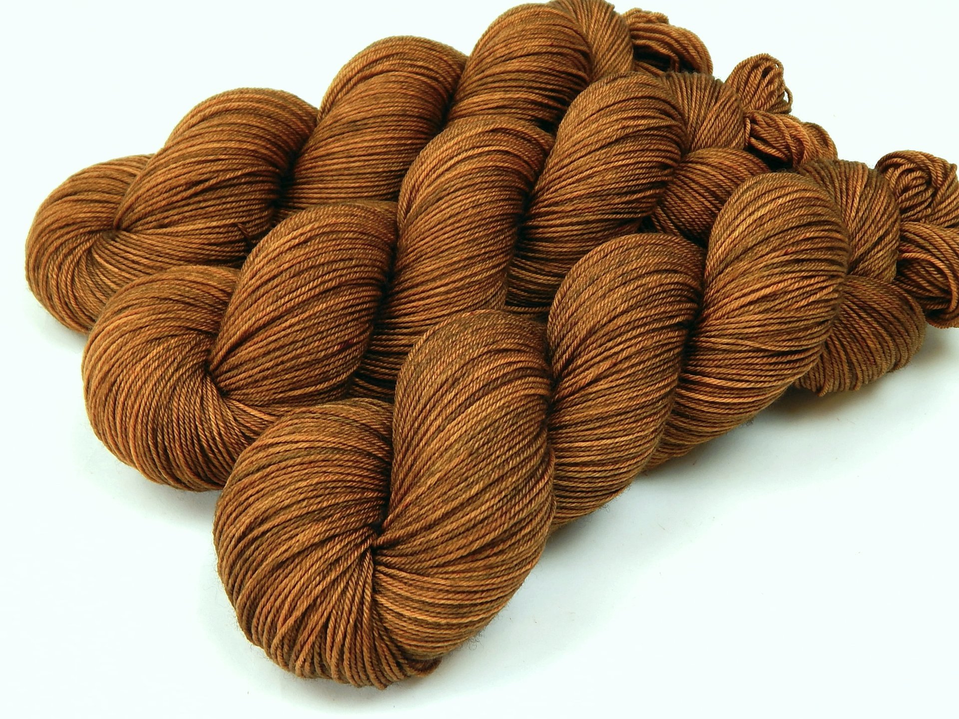 Hand Dyed Yarn, Sock Fingering Weight 4 Ply Superwash Merino Wool - Hazelnut - Indie Knitting Yarn, Warm Brown Tonal Handdyed Sock Yarn