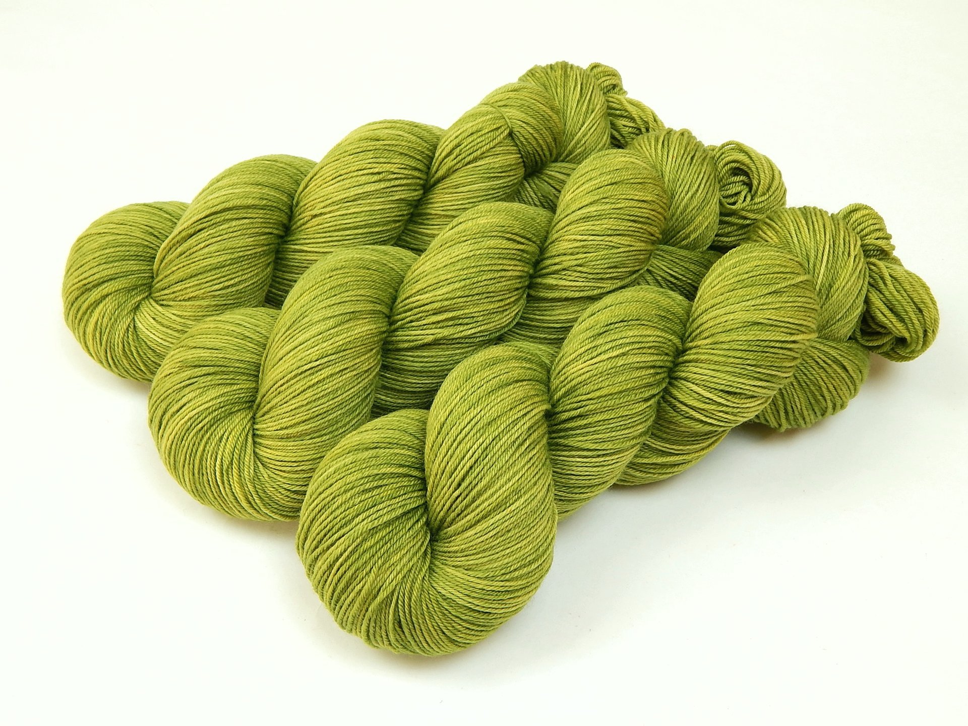 Hand Dyed Yarn, Sock Fingering Weight 4 Ply Superwash Merino Wool Yarn - Lettuce Tonal - Indie Dyer Knitting Yarn, Yellow Green Lime