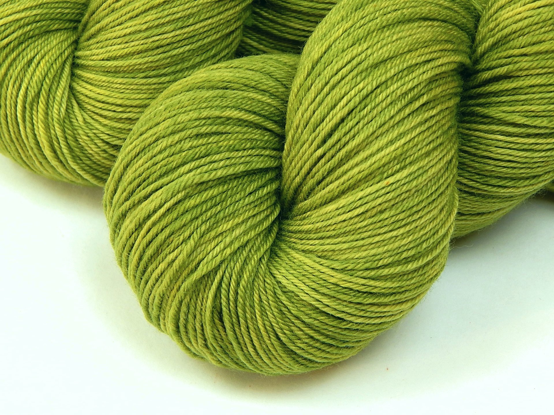 Hand Dyed Yarn, Sock Fingering Weight 4 Ply Superwash Merino Wool Yarn - Lettuce Tonal - Indie Dyer Knitting Yarn, Yellow Green Lime