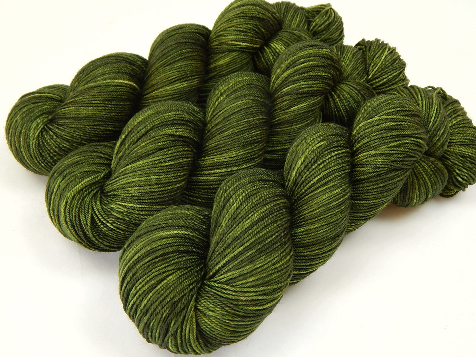 Hand Dyed Sock Yarn, Fingering Weight 4 Ply 100% Superwash Merino Wool - Moss Tonal - Indie Dyer Olive Green Knitting Yarn, Hand Dyed Yarn