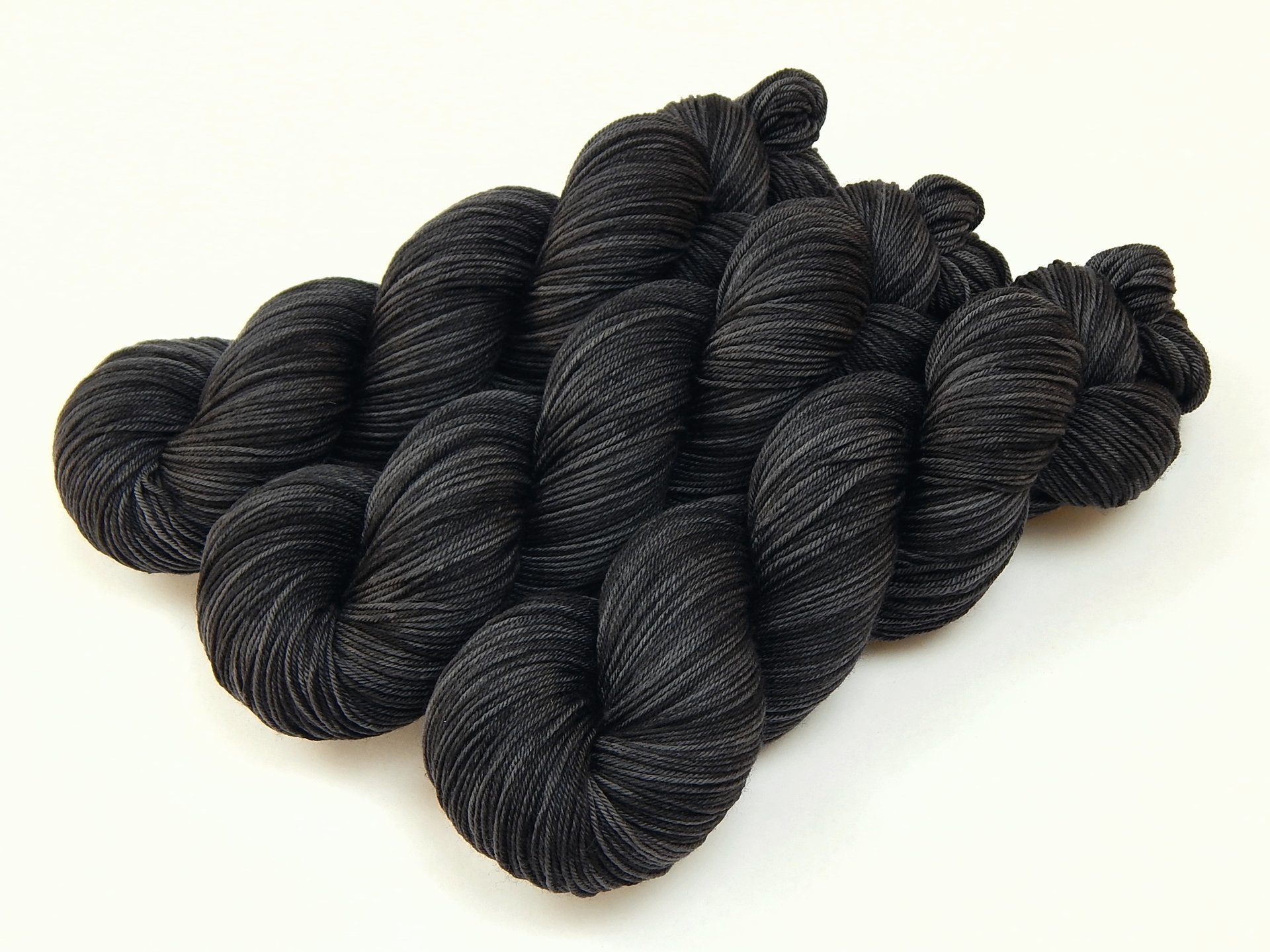 Hand Dyed Yarn, Sock Fingering Weight 4 Ply Superwash Merino Wool - Near Black - Tonal Knitting Yarn, Indie Dyer