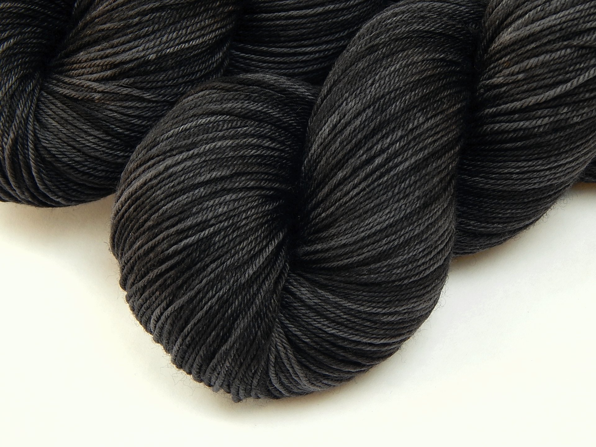 Hand Dyed Yarn, Sock Fingering Weight 4 Ply Superwash Merino Wool - Near Black - Tonal Knitting Yarn, Indie Dyer