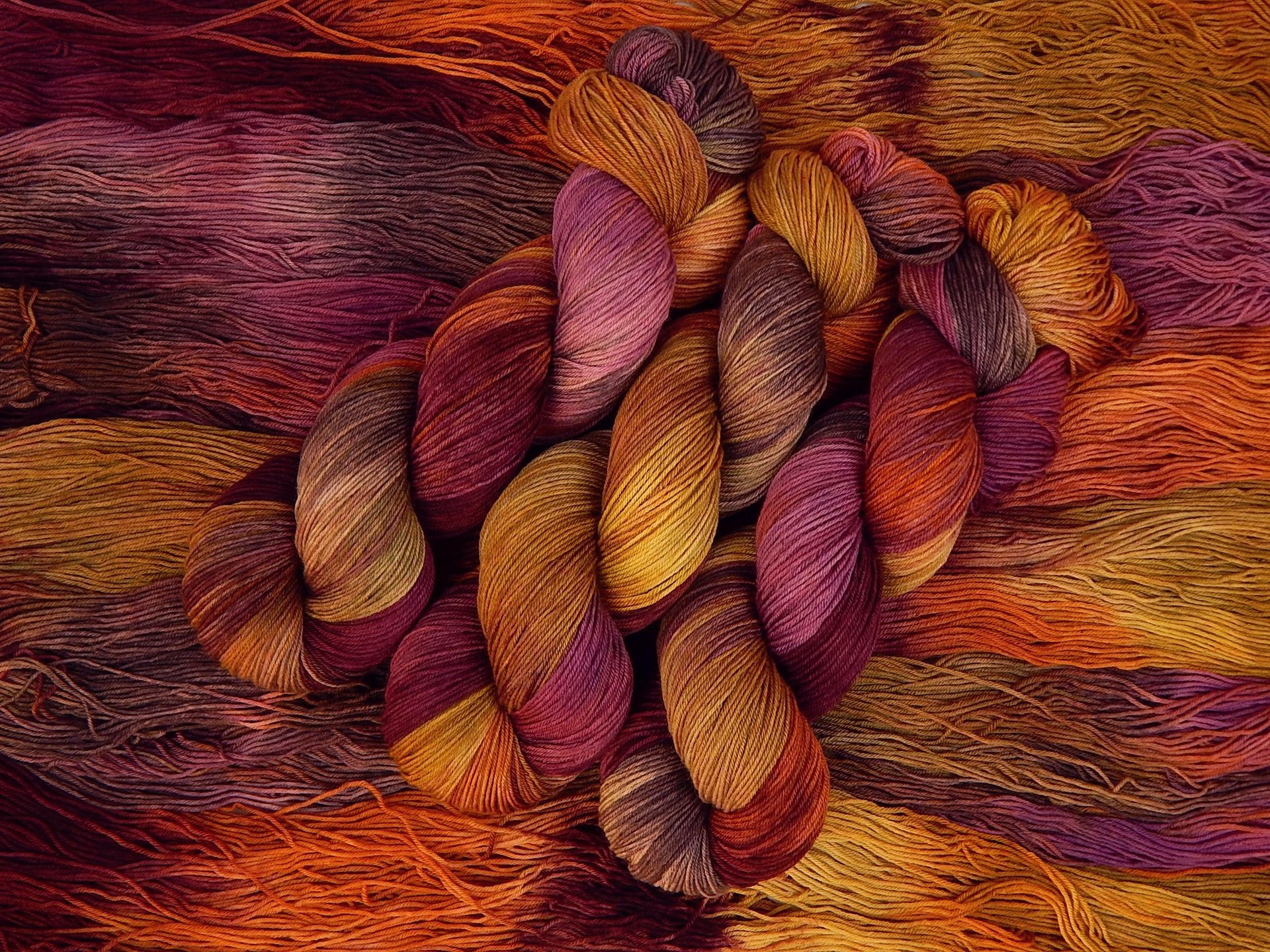 Hand Dyed Yarn, Fingering Sock Weight 4 Ply Superwash Merino Wool - Potluck Autumn Shades - Indie Dyer Fall Colors Knitting Yarn 