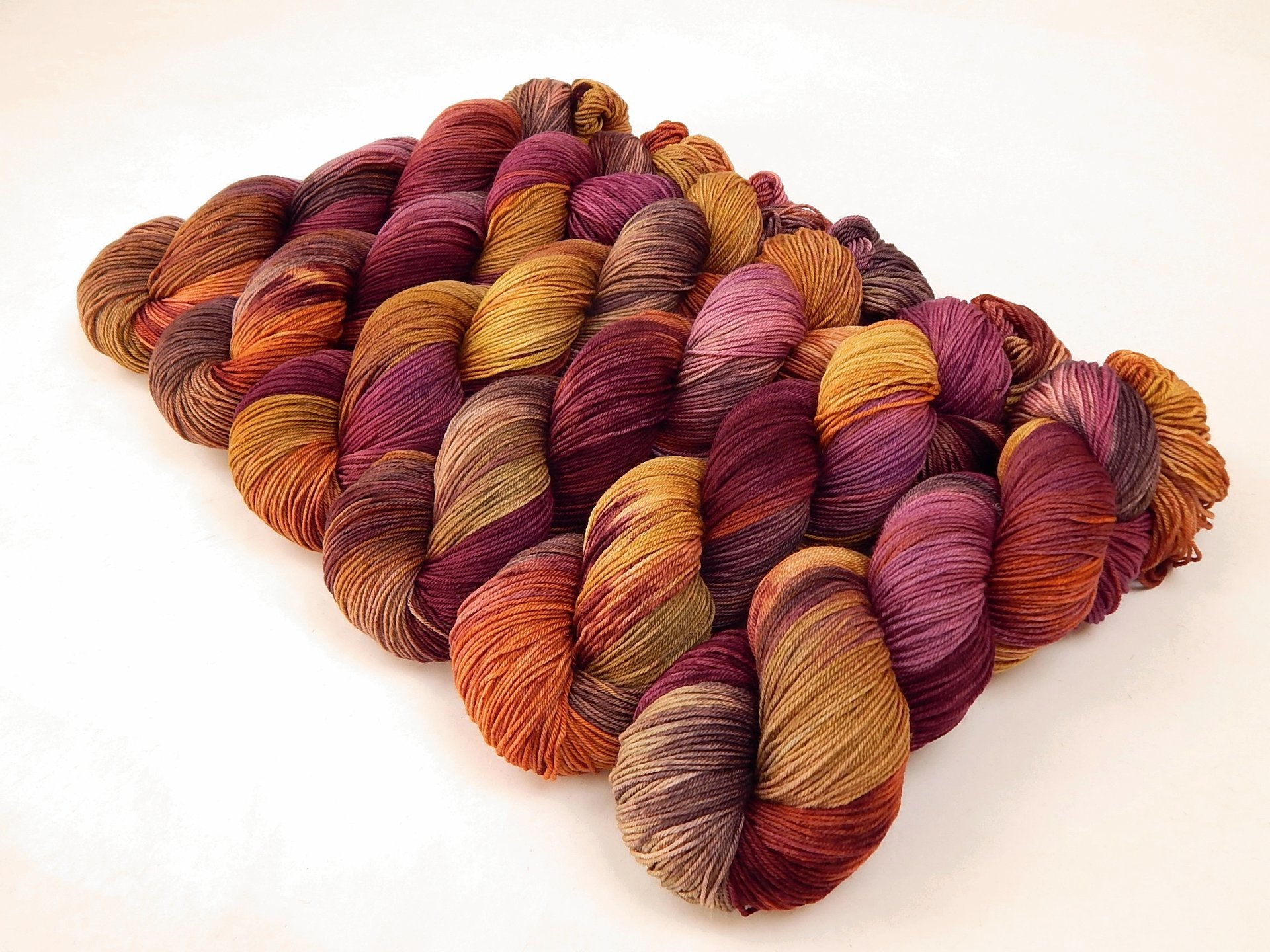 Hand Dyed Yarn, Fingering Sock Weight 4 Ply Superwash Merino Wool - Potluck Autumn Shades - Indie Dyer Fall Colors Knitting Yarn 