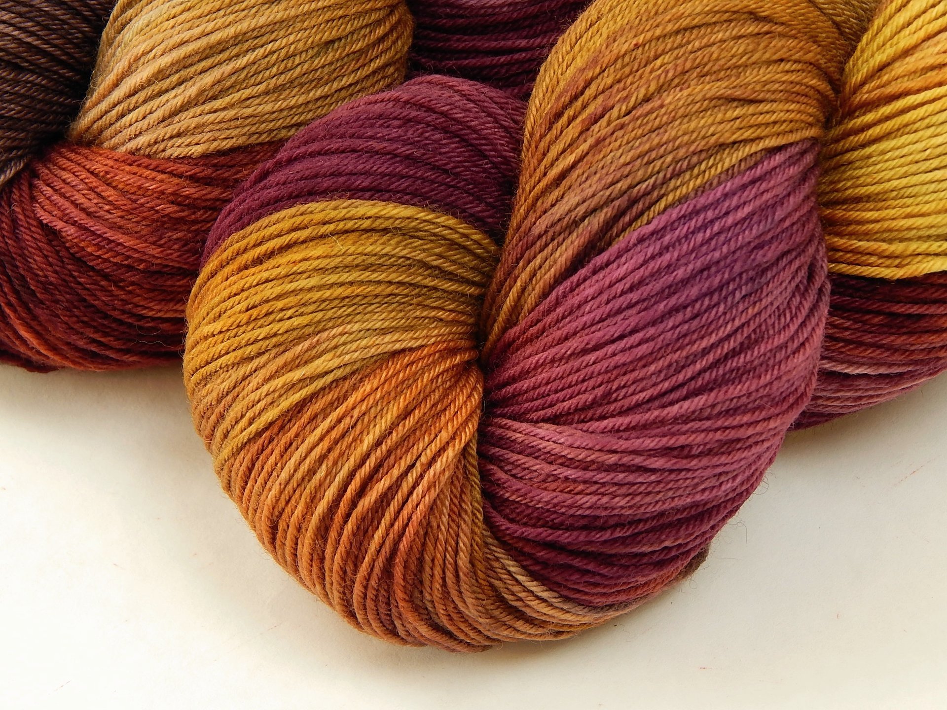 Hand Dyed Yarn, Fingering Sock Weight 4 Ply Superwash Merino Wool - Potluck Autumn Shades - Indie Dyer Fall Colors Knitting Yarn 