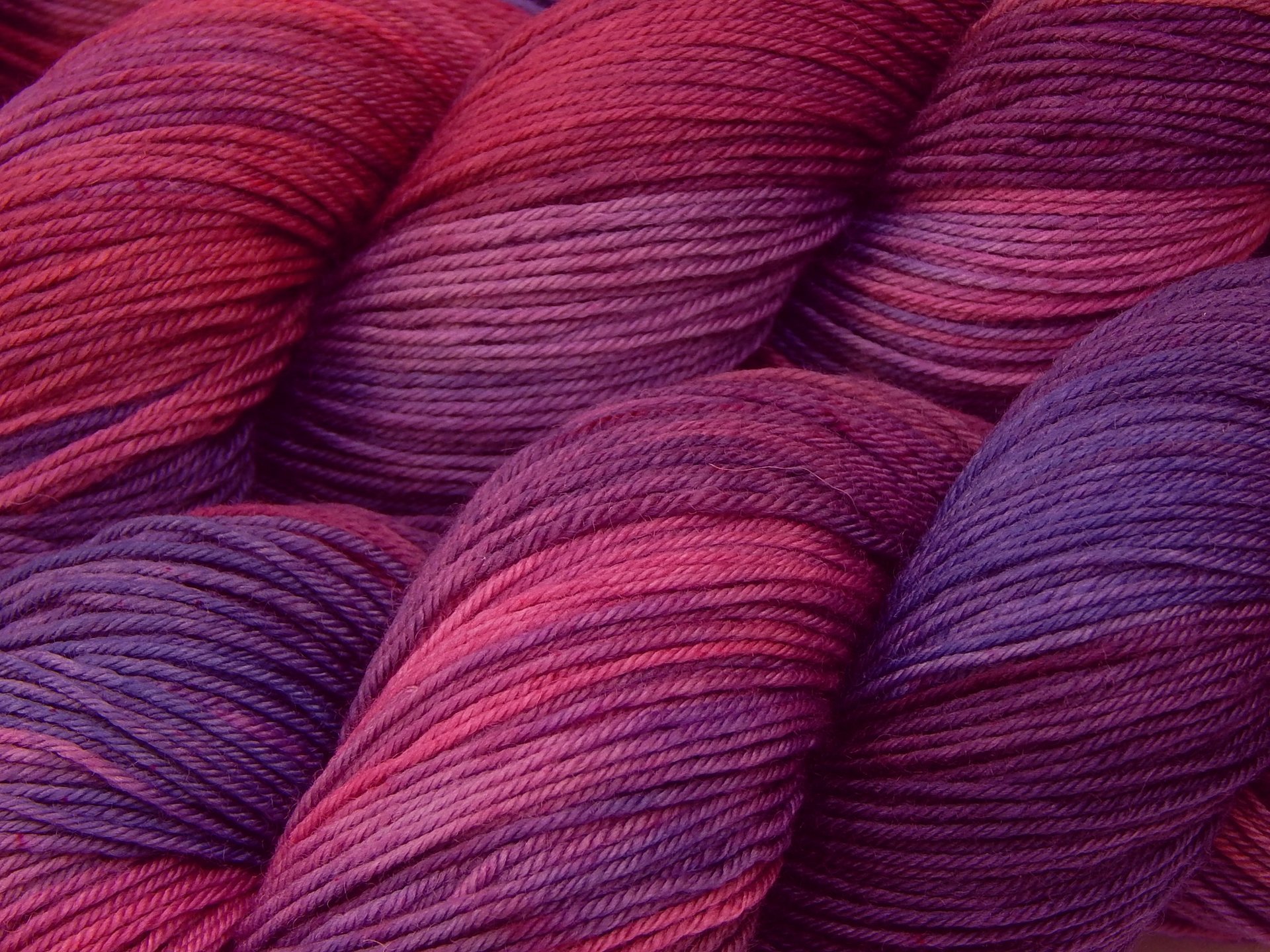 Hand Dyed Yarn, Fingering Sock Weight 4 Ply Superwash Merino Wool - Potluck Magenta & Purple - Indie Dyer Knitting Yarn, Bright Colors