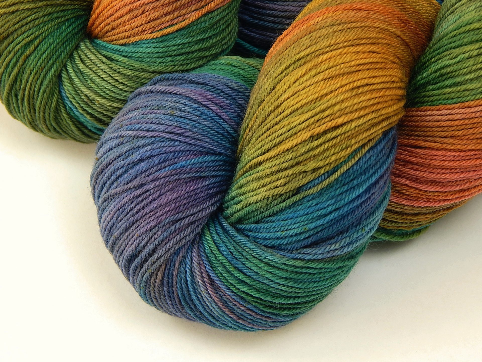 Hand Dyed Yarn, Fingering Sock Weight 4 Ply Superwash Merino Wool - Potluck Rainbow - Indie Dyer Colorful OOAK Knitting Yarn 