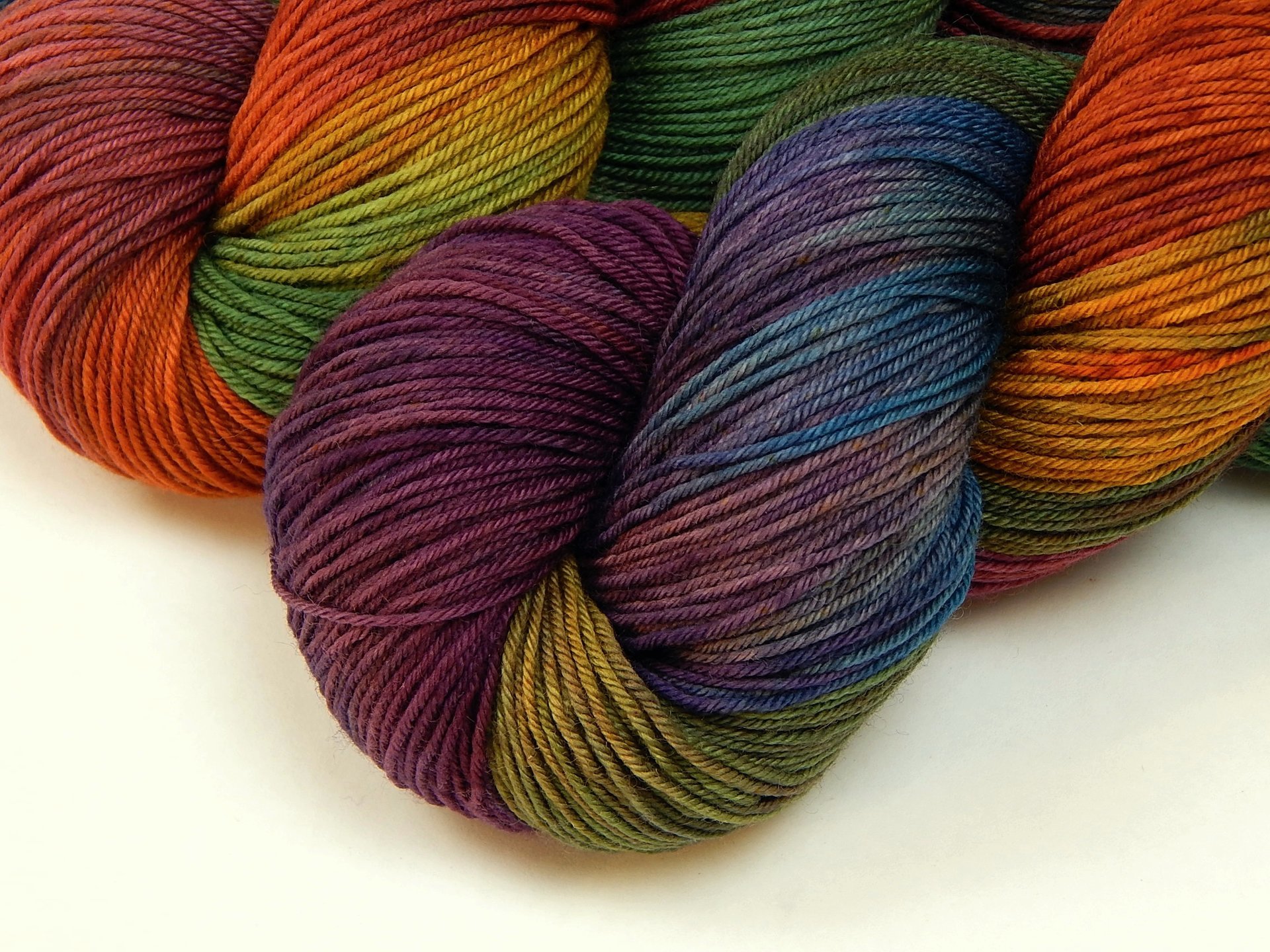 Hand Dyed Yarn, Fingering Sock Weight 4 Ply Superwash Merino Wool - Potluck Rainbow - Indie Dyer Colorful OOAK Knitting Yarn 