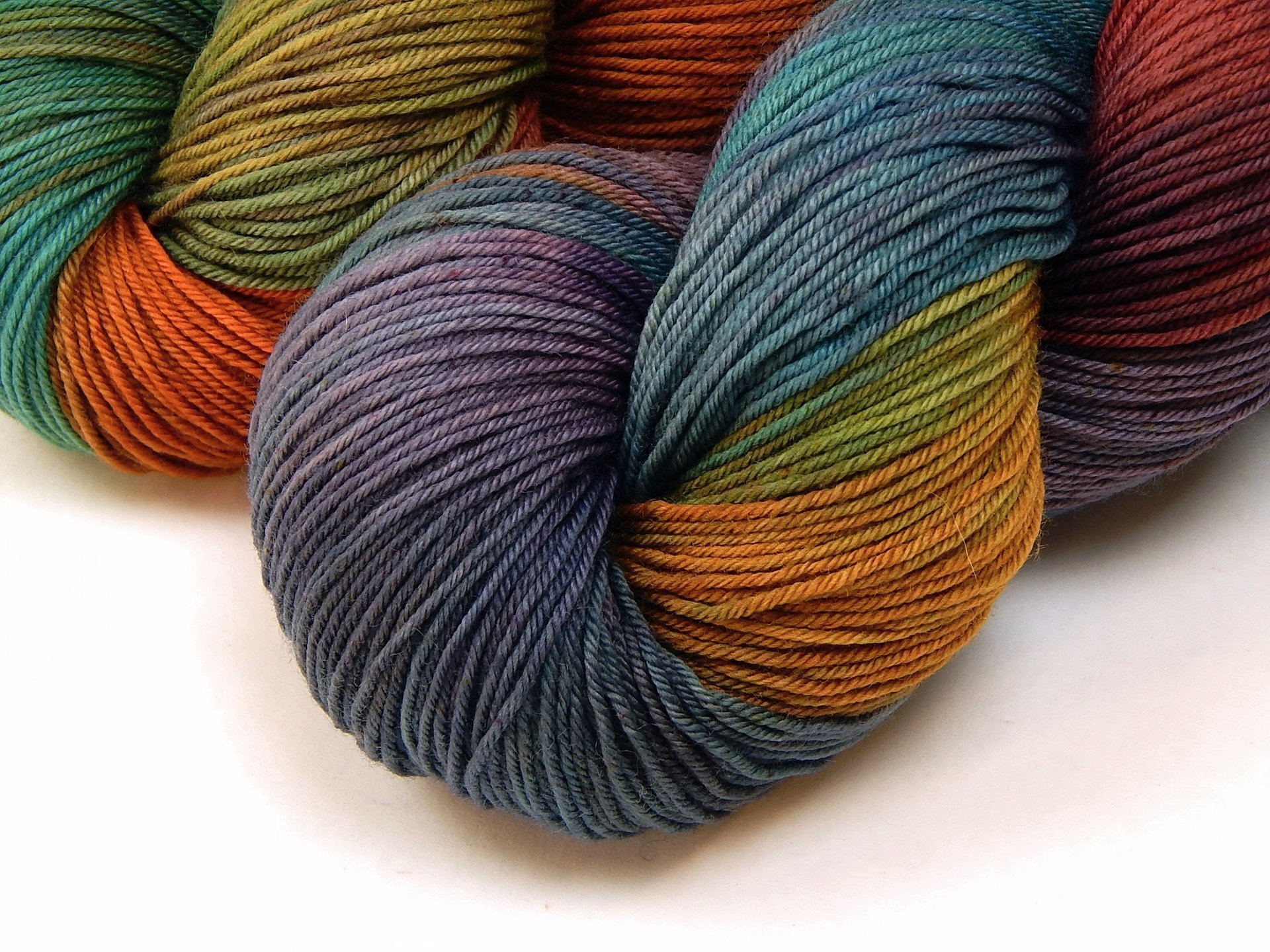 Hand Dyed Yarn, Fingering Sock Weight 4 Ply Superwash Merino Wool - Potluck Rainbow - Indie Dyer Colorful OOAK Knitting Yarn 