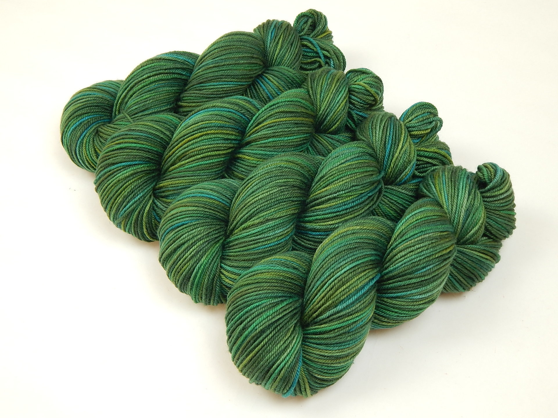 Hand Dyed Yarn, DK Weight Superwash Merino Wool - Forest Multi - Indie Dyed Yarn, Dark Green Olive Moss Wool Yarn, Variegated Knitting Yarn