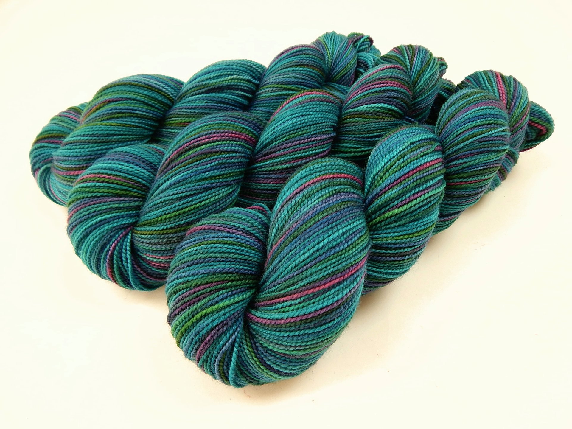 Hand Dyed Yarn, Sock Fingering Weight Superwash 100% Merino Wool - Aegean Multi - Indie Dyed Yarn, Turquoise Blue Green Hand Dyed Sock Yarn