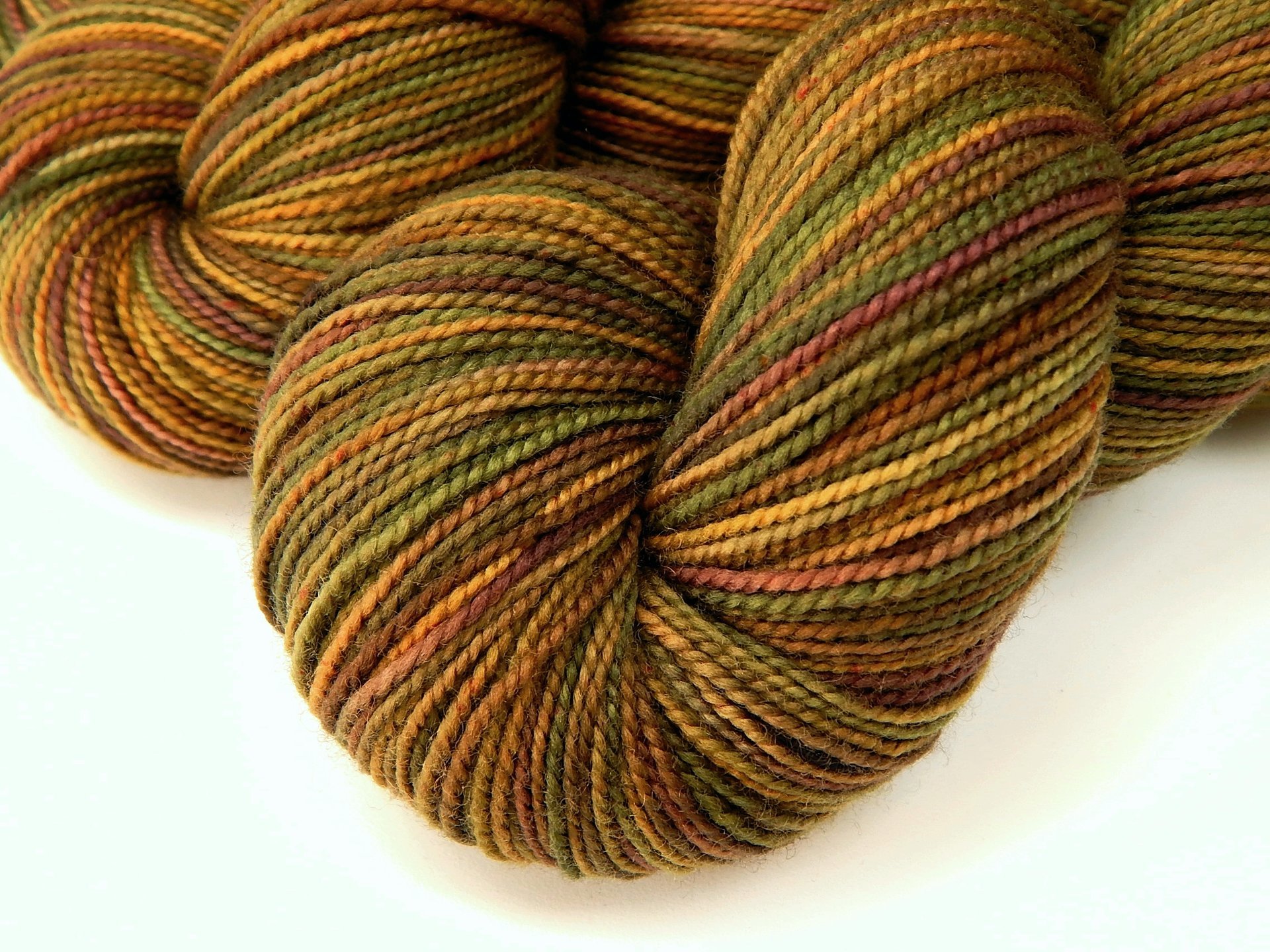 Hand Dyed Yarn, Sock Fingering Weight Superwash Merino Wool - Antique Brass - Indie Dyer Knitting Yarn, Gold Brown Olive Sock Yarn
