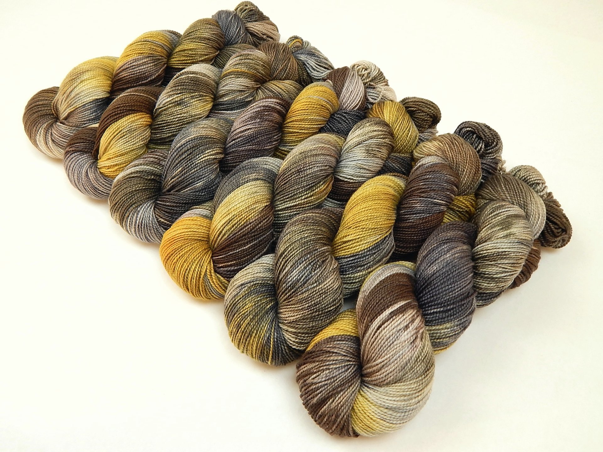 Hand Dyed Yarn, Sock Fingering Weight Superwash Merino Wool - Potluck Greys & Browns - Earthy Multicolor Knitting Yarn, Indie Dyer Sock Yarn