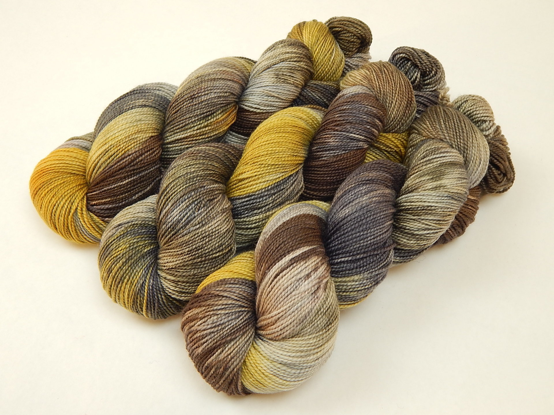 Hand Dyed Yarn, Sock Fingering Weight Superwash Merino Wool - Potluck Greys & Browns - Earthy Multicolor Knitting Yarn, Indie Dyer Sock Yarn