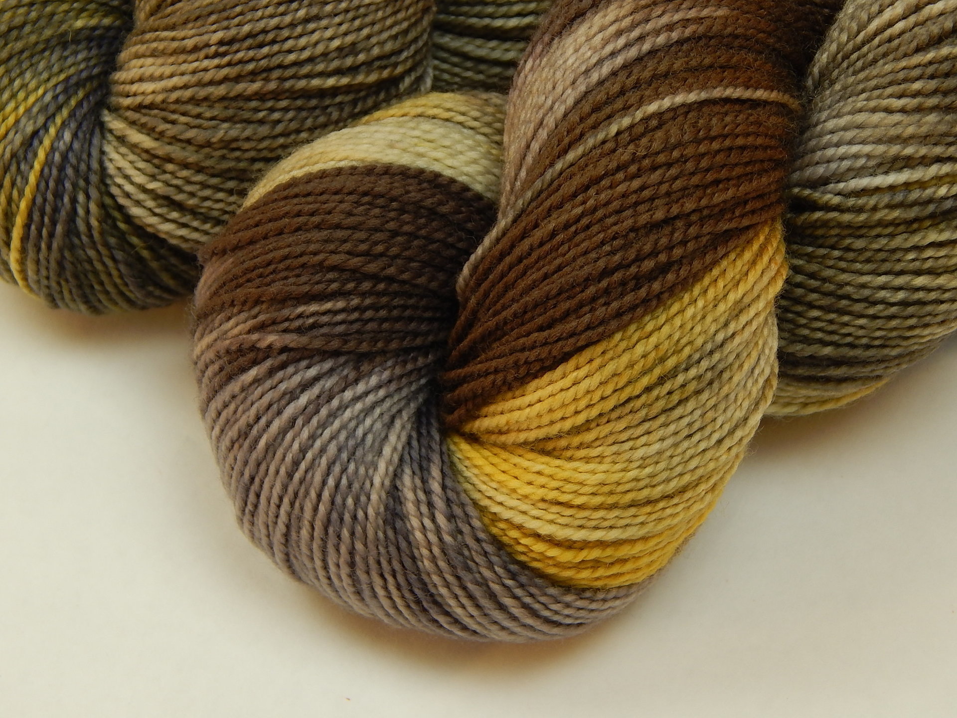Hand Dyed Yarn, Sock Fingering Weight Superwash Merino Wool - Potluck Greys & Browns - Earthy Multicolor Knitting Yarn, Indie Dyer Sock Yarn