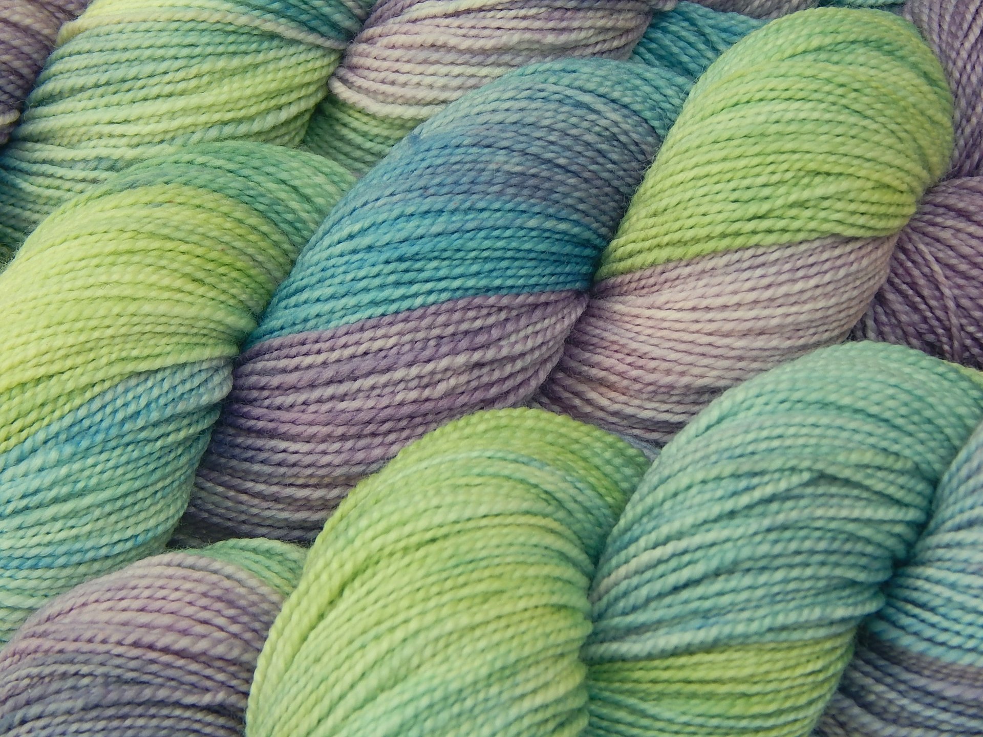 Hand Dyed Yarn, Sock Fingering Weight Superwash Merino Wool - Potluck Pastels - Springtime Knitting Yarn, Green Blue Lavender, Colorful Indie Dyer Sock Yarn