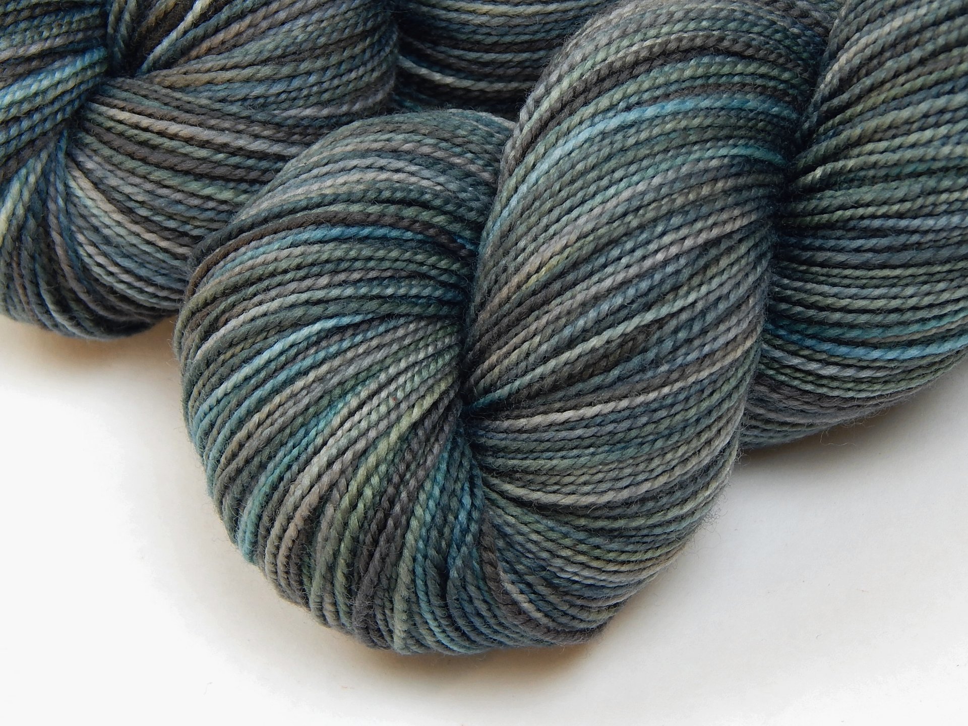 Hand Dyed Sock Yarn, Fingering Weight Superwash 100% Merino Wool - Storm Clouds - Indie Dyer Knitting Yarn, Blue Grey Gray Variegated Yarn