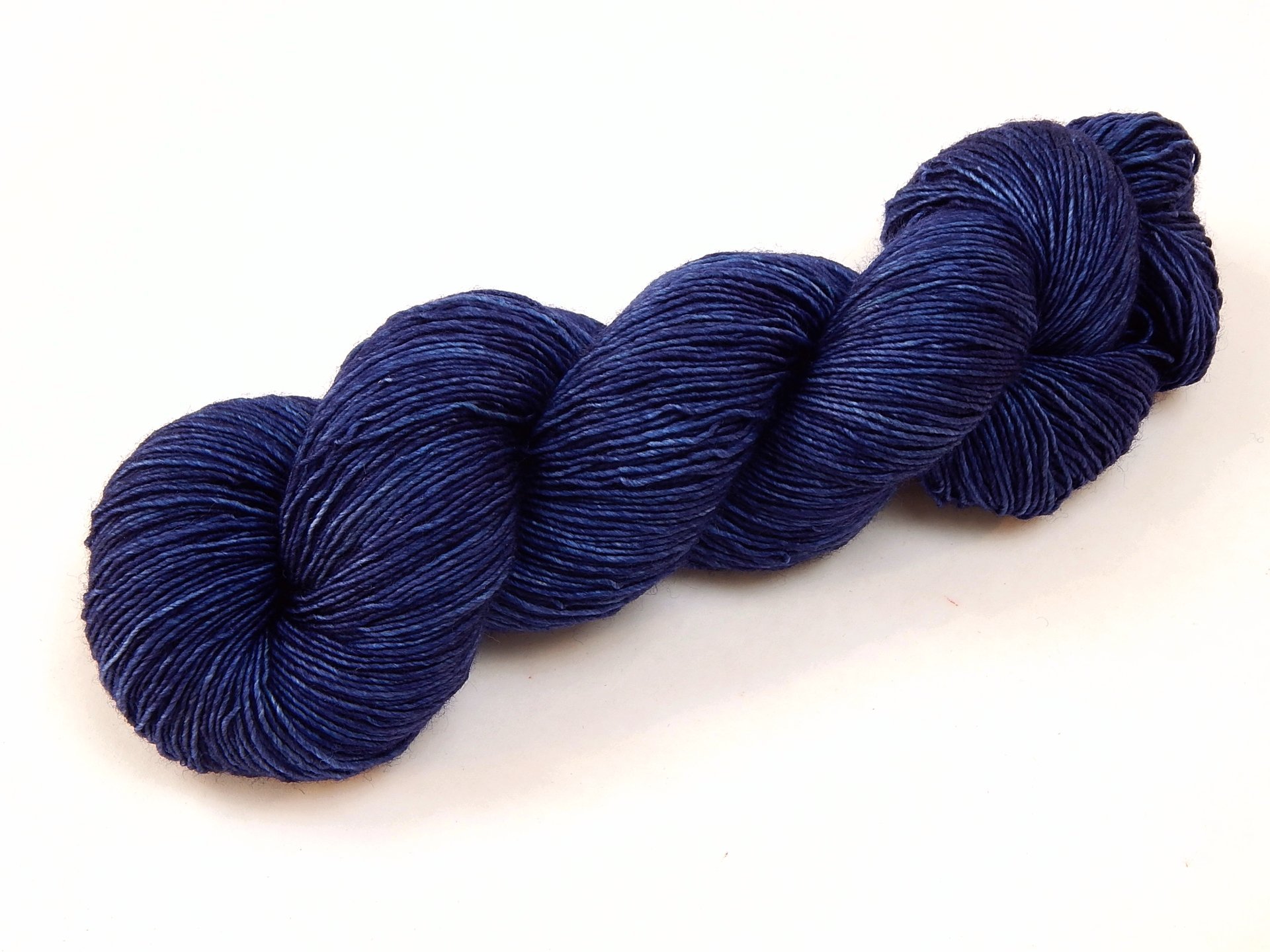 Limited Edition! Hand Dyed Yarn, Single Ply Sock Fingering Weight Superwash Merino Wool - Ink Tonal - Indie Dyer Knitting Yarn, Navy Blue