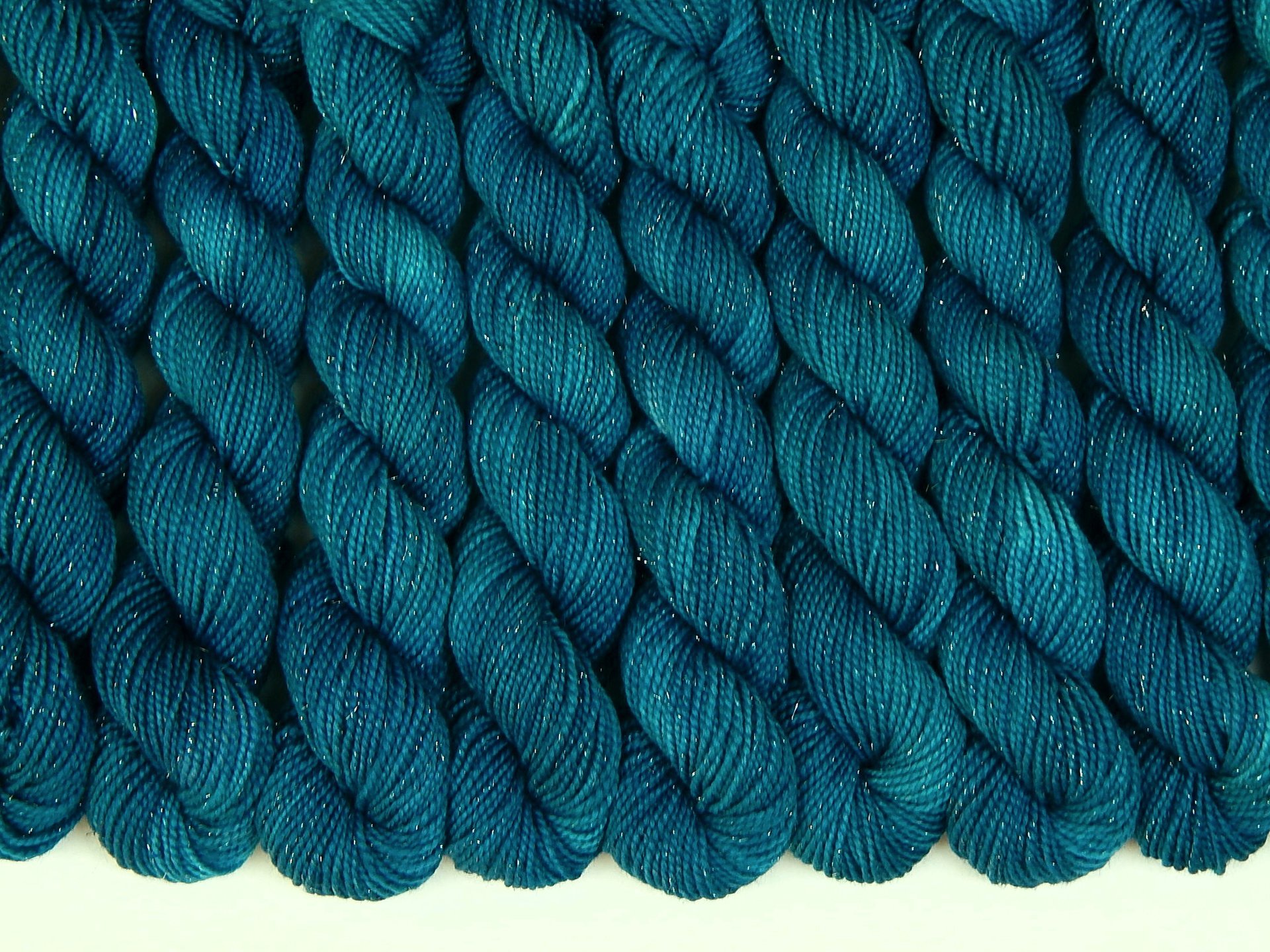 Limited Edition! Sock Yarn Mini Skeins, Fingering Weight Superwash Merino Wool & Nylon - AEGEAN SPARKLE - Blue Green Turquoise Knitting Yarn with Silver Sparkles