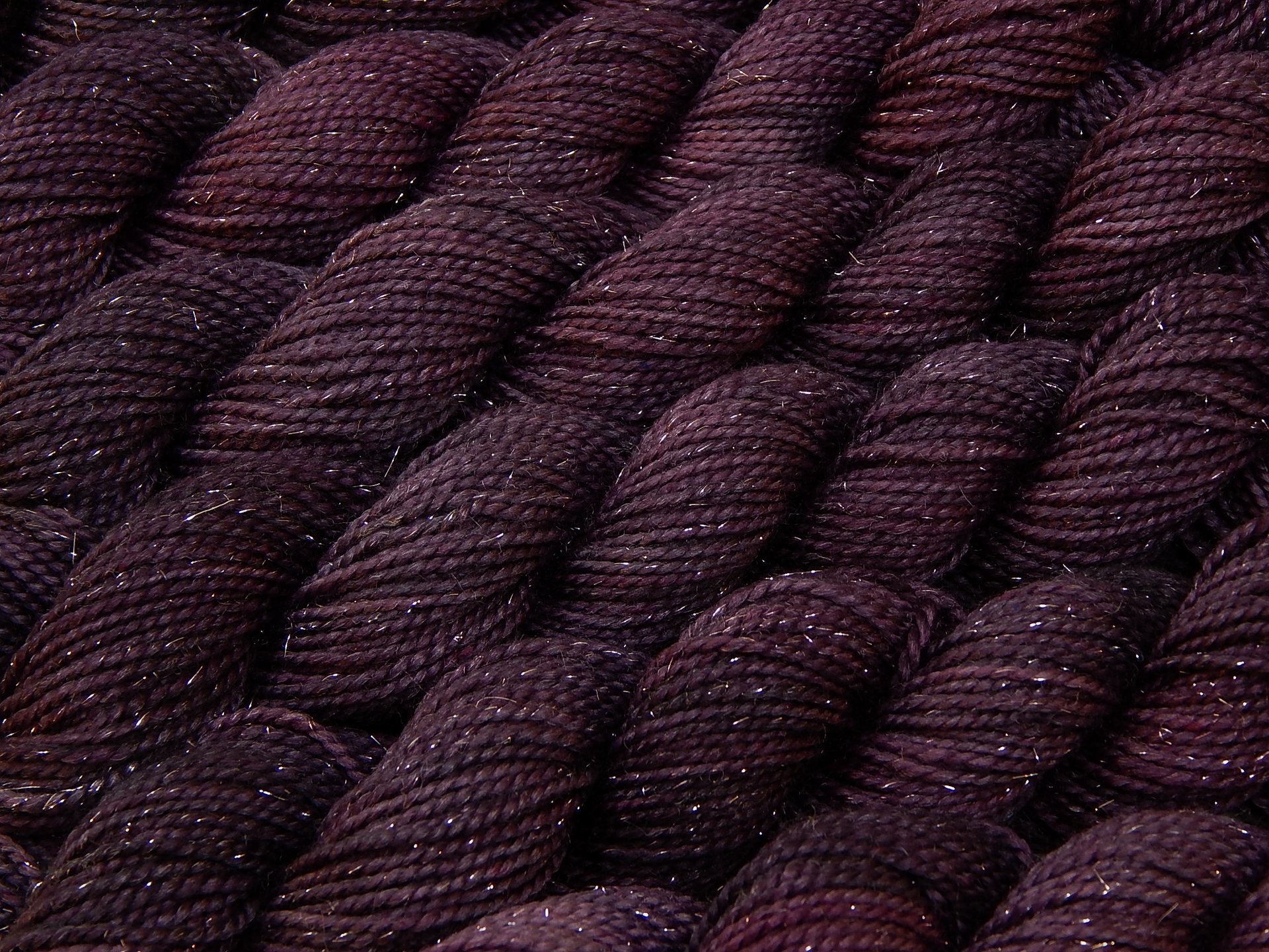 Limited Edition! Sock Yarn Mini Skeins, Fingering Weight Superwash Merino Wool & Nylon - EGGPLANT SPARKLE - Dark Purple Knitting Yarn with Silver Sparkles