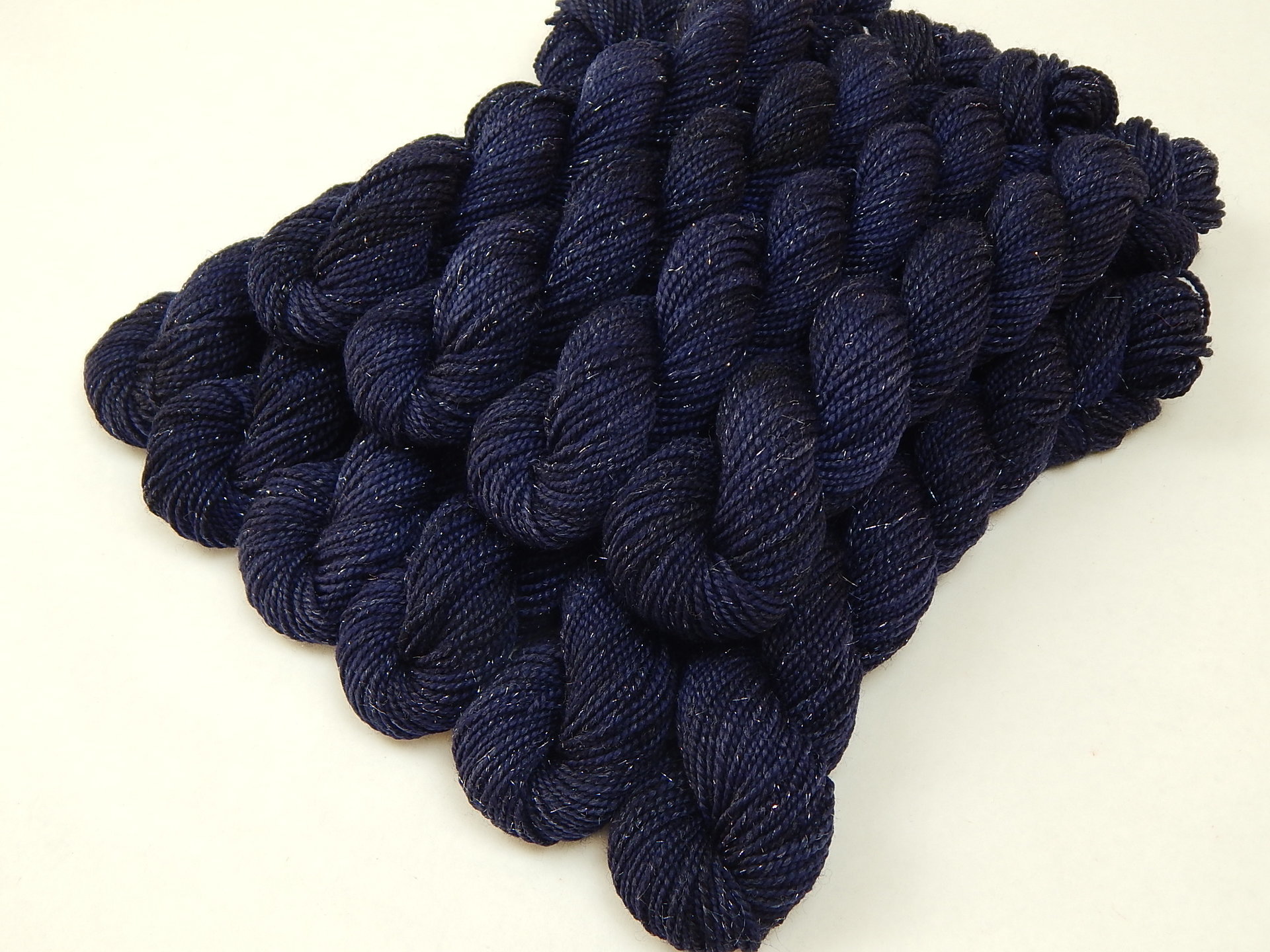 Limited Edition! Sock Yarn Mini Skeins, Fingering Weight Superwash Merino Wool & Nylon - STRATOS SPARKLE - Dark Navy Blue Knitting Yarn with Silver Sparkles