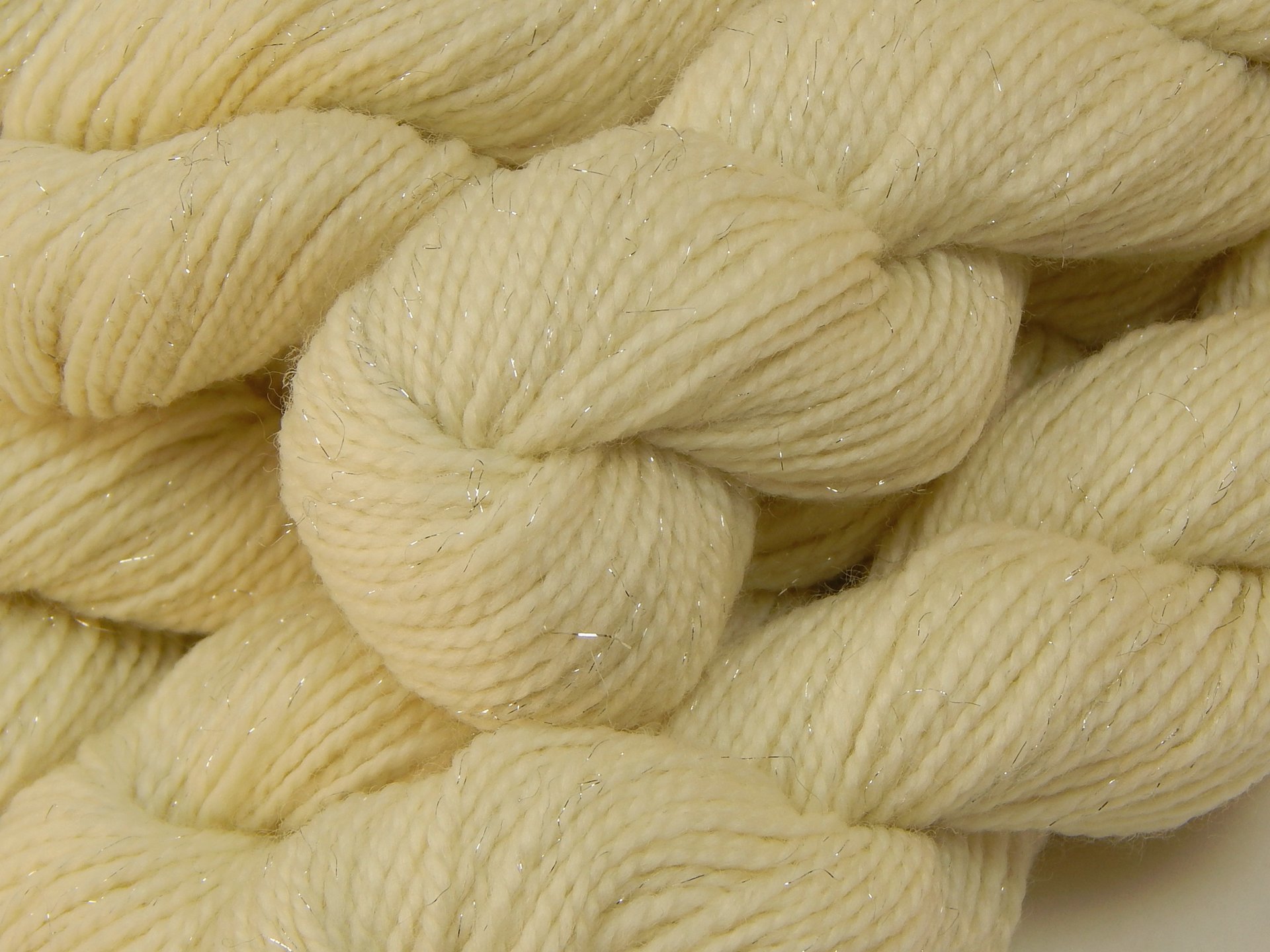 Sock Yarn Mini Skeins, Fingering Weight Superwash Merino Wool & Nylon - SPARKLE UNDYED - Natural Cream Off White Knitting Yarn with Silver Sparkles