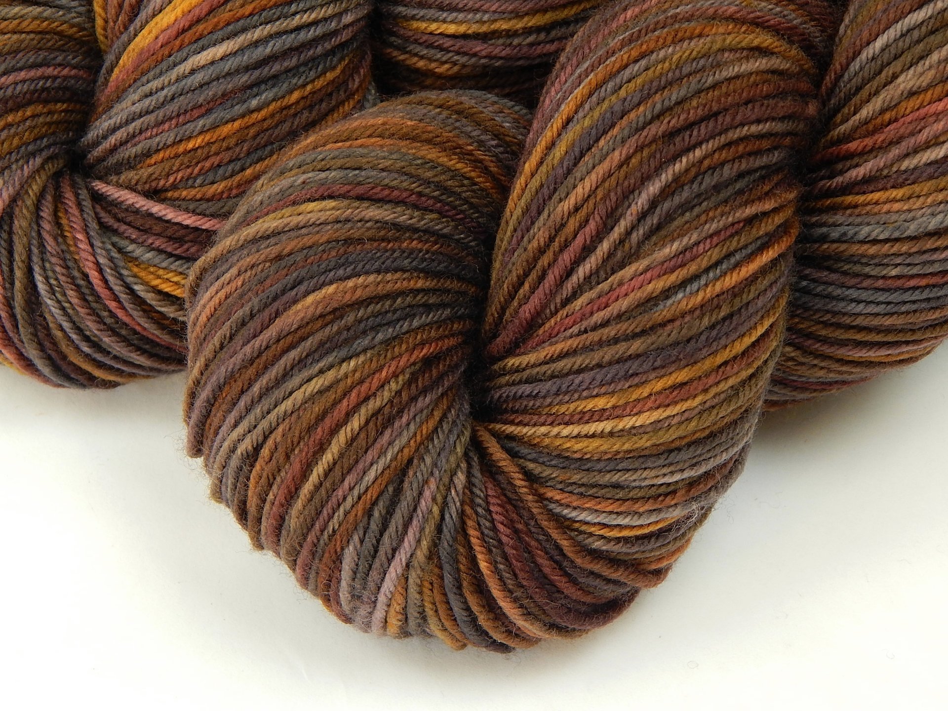 Hand Dyed Yarn, DK Weight Superwash Merino Wool - Agate - Indie Dyer Yarn, Grey Brown Gold Knitting Yarn, Earthy Multicolor Yarn