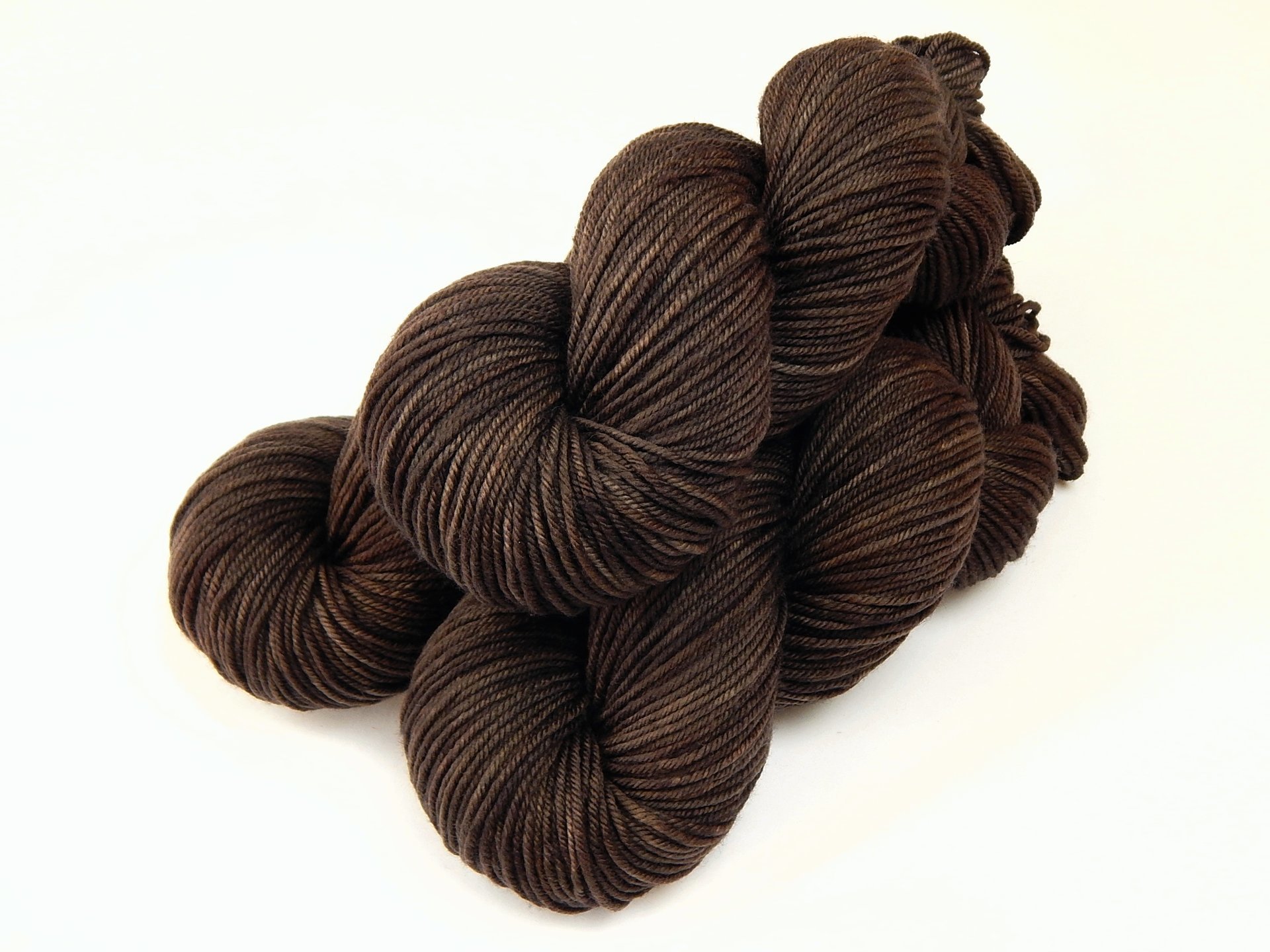 Hand Dyed Yarn, DK Weight Superwash Merino Wool - Bark Tonal - Indie Dyed Yarn, Chocolate Brown Knitting Yarn, Semi Solid Crochet Yarn