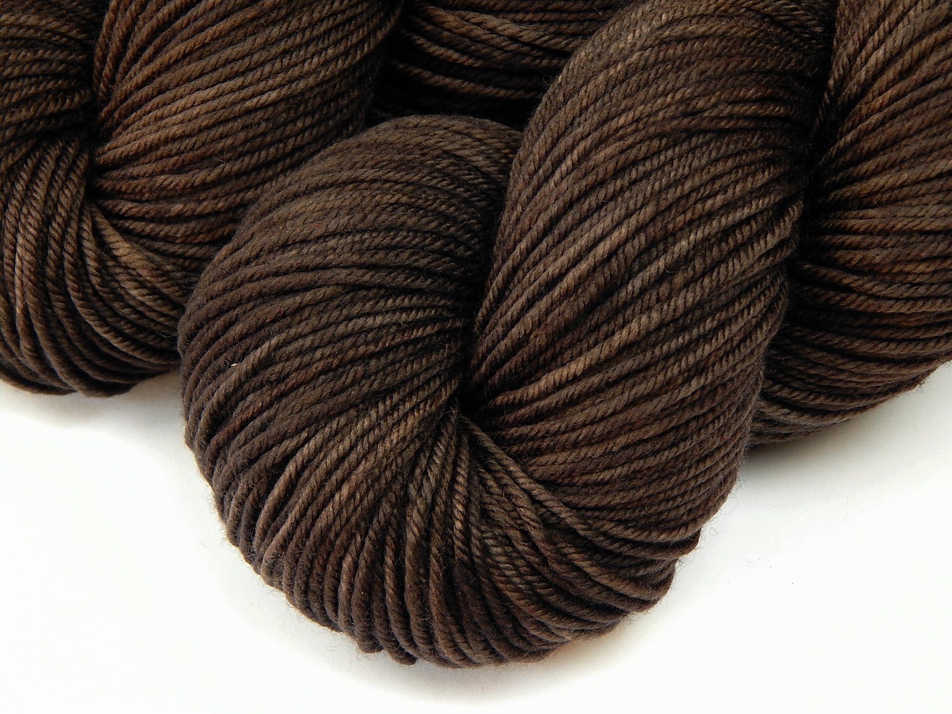 Hand Dyed Yarn, DK Weight Superwash Merino Wool - Bark Tonal - Indie Dyed Yarn, Chocolate Brown Knitting Yarn, Semi Solid Crochet Yarn