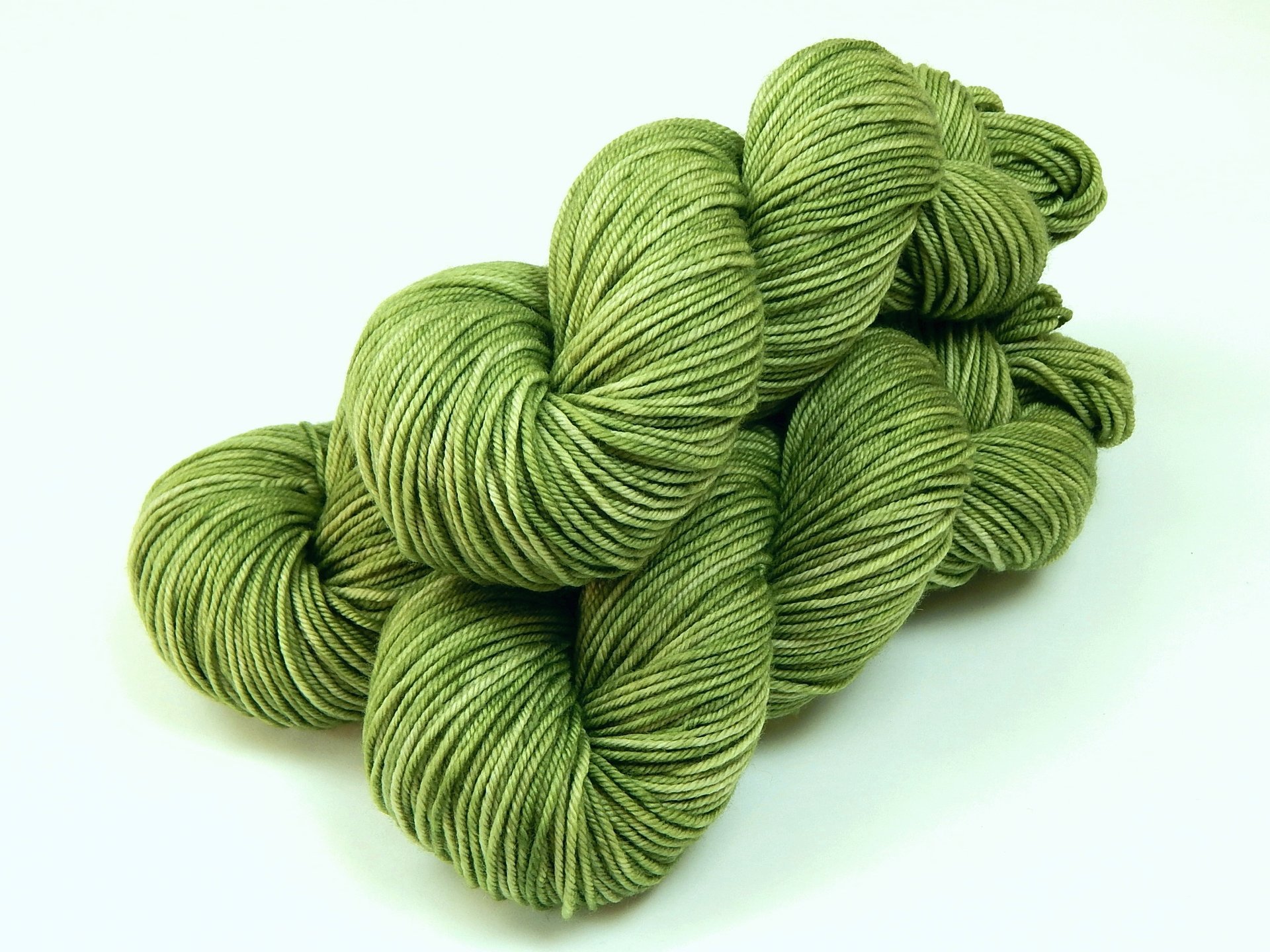 Hand Dyed DK Weight Yarn, 100% Superwash Merino Wool - Green Tea - Indie Dyer Light Olive Yarn, Tonal Sage Green Knitting Yarn