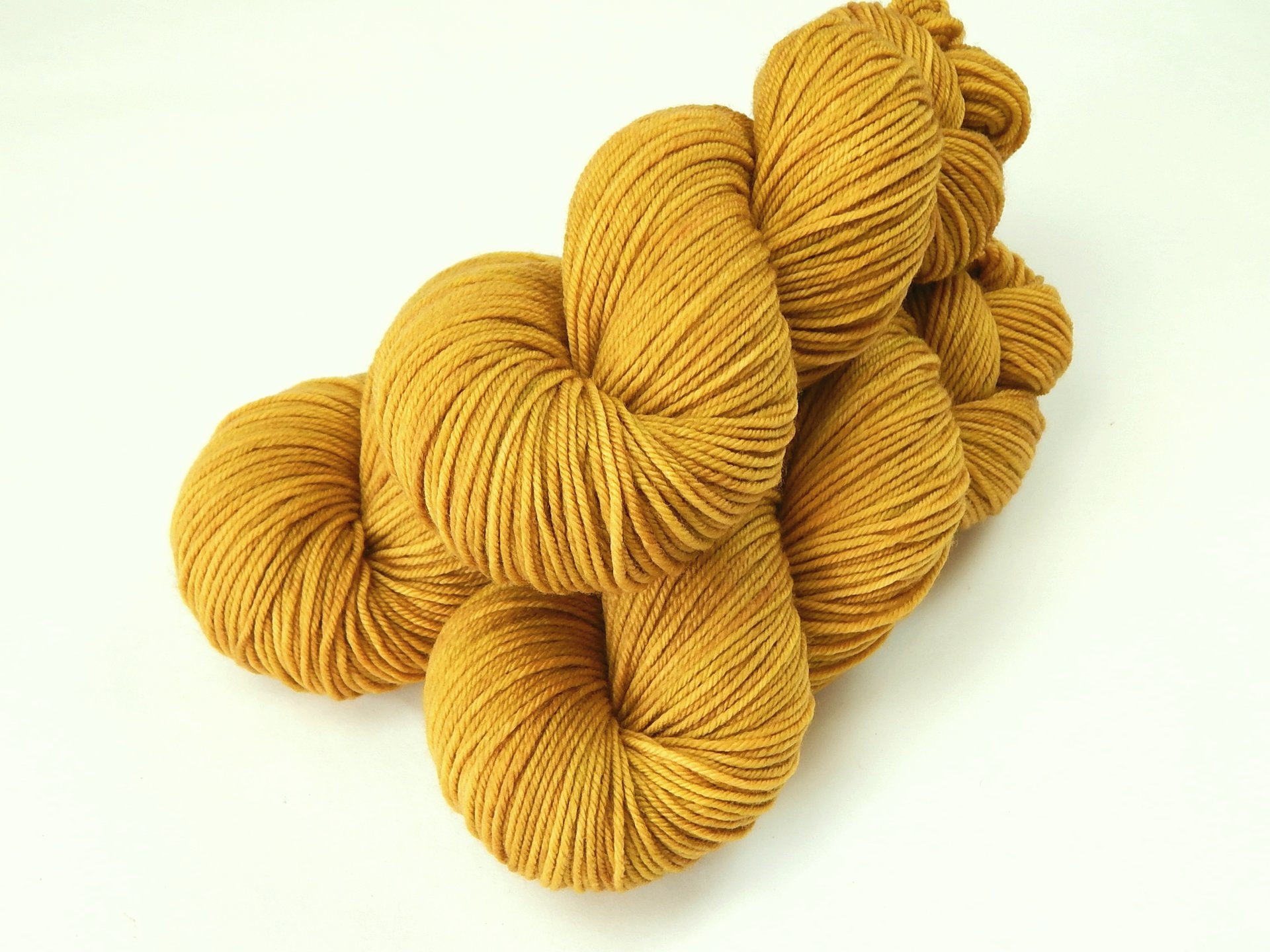 Hand Dyed Yarn, DK Weight Superwash Merino Wool - Honey Mustard - Soft Tonal Yellow Gold Indie Dyer Yarn, Wool Yarn for Knitting Crochet