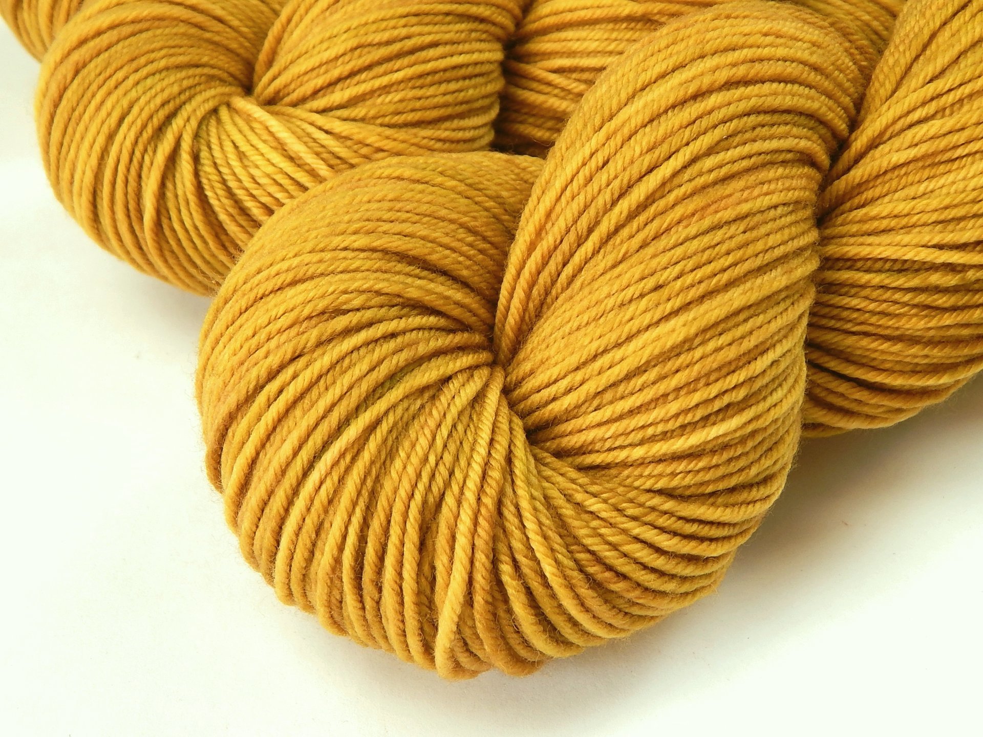 Hand Dyed Yarn, DK Weight Superwash Merino Wool - Honey Mustard - Soft Tonal Yellow Gold Indie Dyer Yarn, Wool Yarn for Knitting Crochet