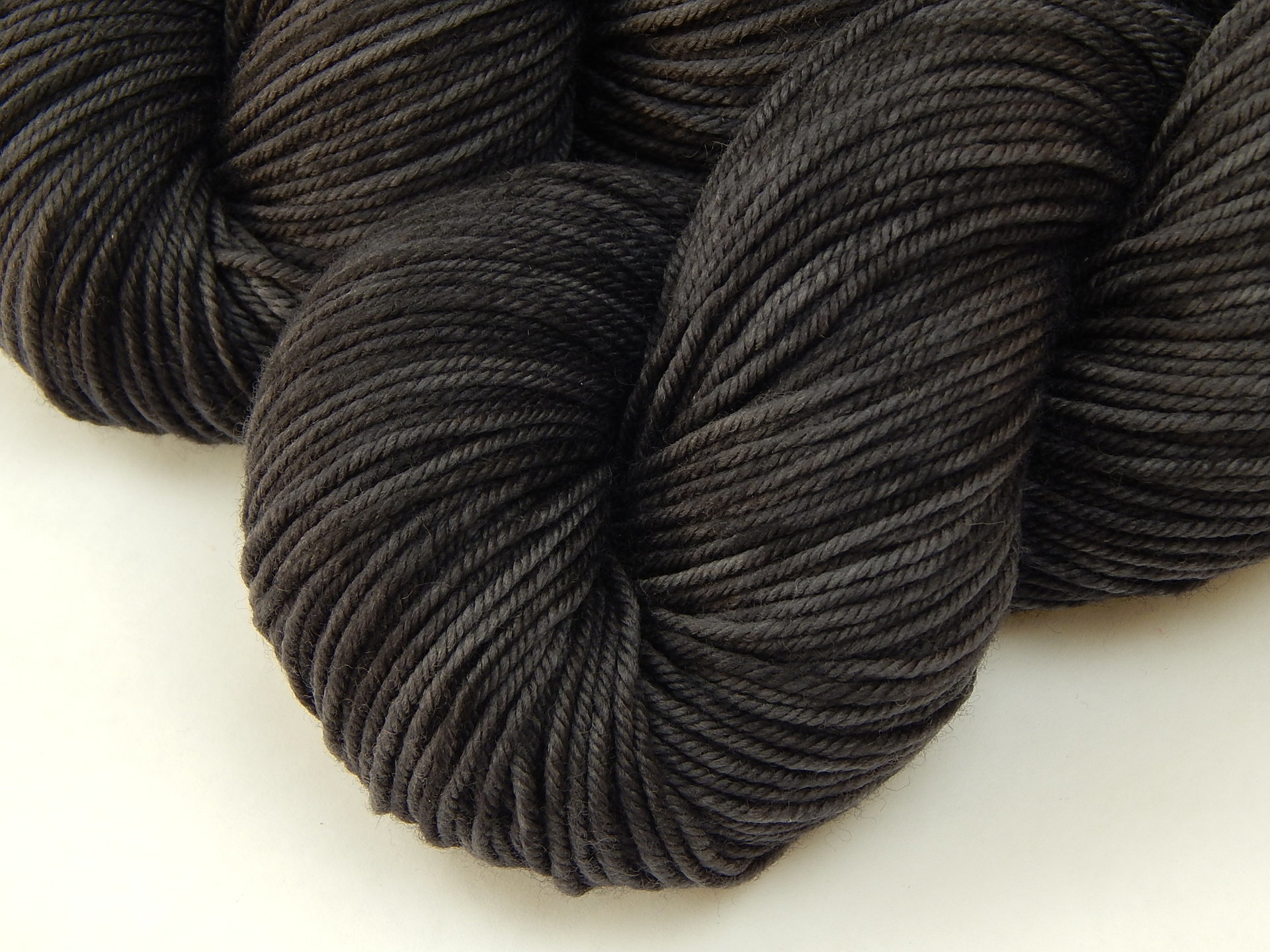Hand Dyed Yarn, DK Weight Superwash Merino Wool - Near Black - Dark Tonal Black & Charcoal Indie Dyer Yarn, Ready to Ship Knitting Yarn