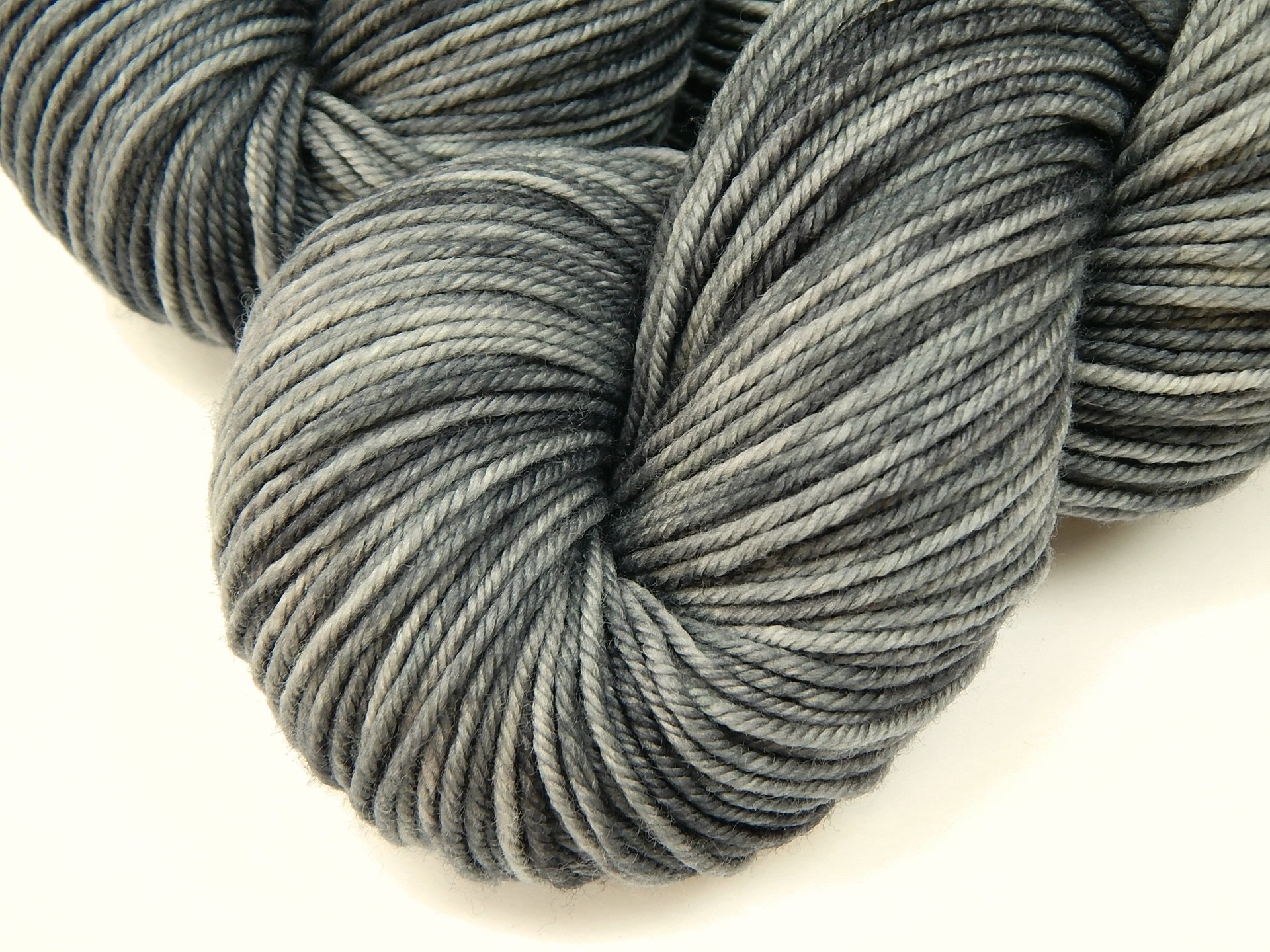 Hand Dyed Yarn, DK Weight Superwash Merino Wool - Pewter - Soft Washable Tonal Grey Indie Dyed Yarn, Gray Wool Yarn for Knitting Crochet