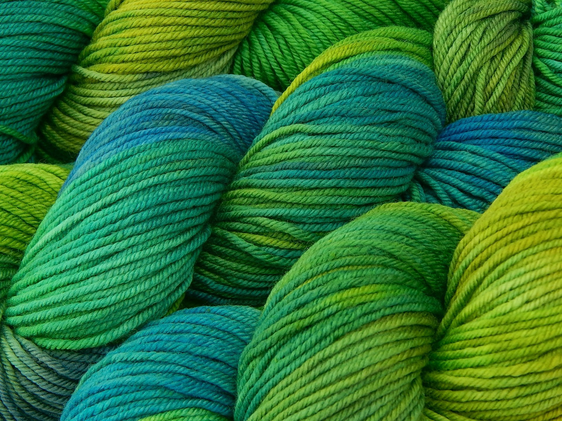 Hand Dyed Yarn, DK Weight Superwash Merino Wool - Potluck Blues & Greens - Colorful Tropical Shades, Indie Dyer Knitting Yarn