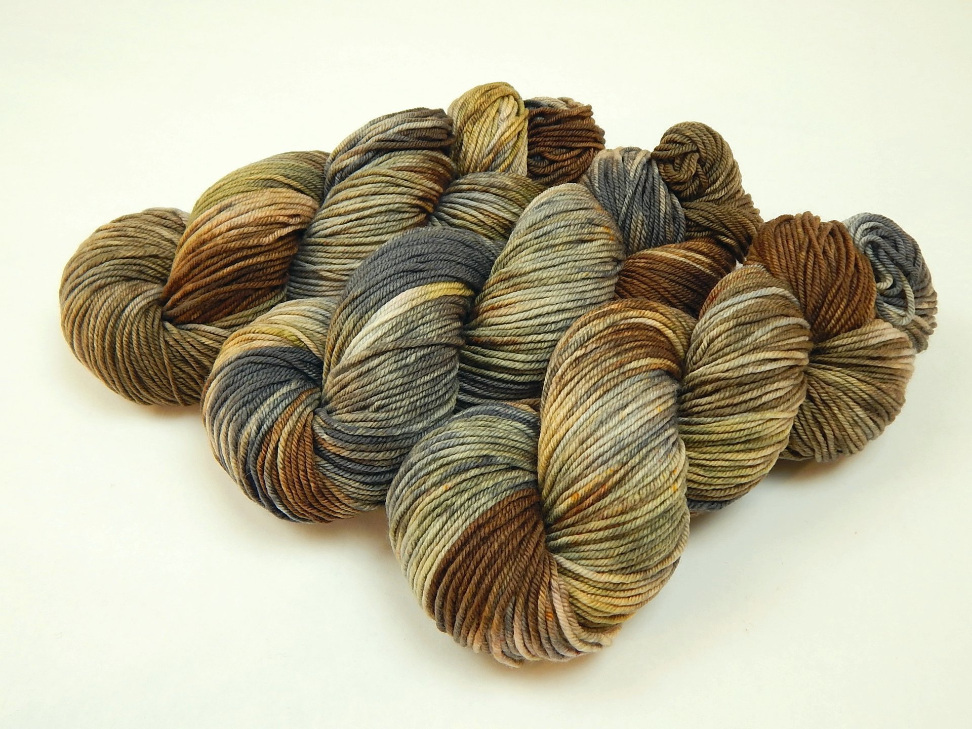 Hand Dyed Yarn, DK Weight Superwash Merino Wool - Potluck Greys & Browns - Soft Washable Indie Dyer Yarn, Earthy Colors Wool Yarn for Knitting Crochet