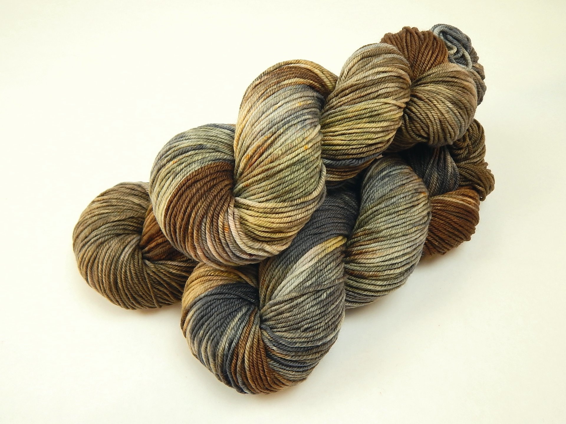Hand Dyed Yarn, DK Weight Superwash Merino Wool - Potluck Greys & Browns - Soft Washable Indie Dyer Yarn, Earthy Colors Wool Yarn for Knitting Crochet
