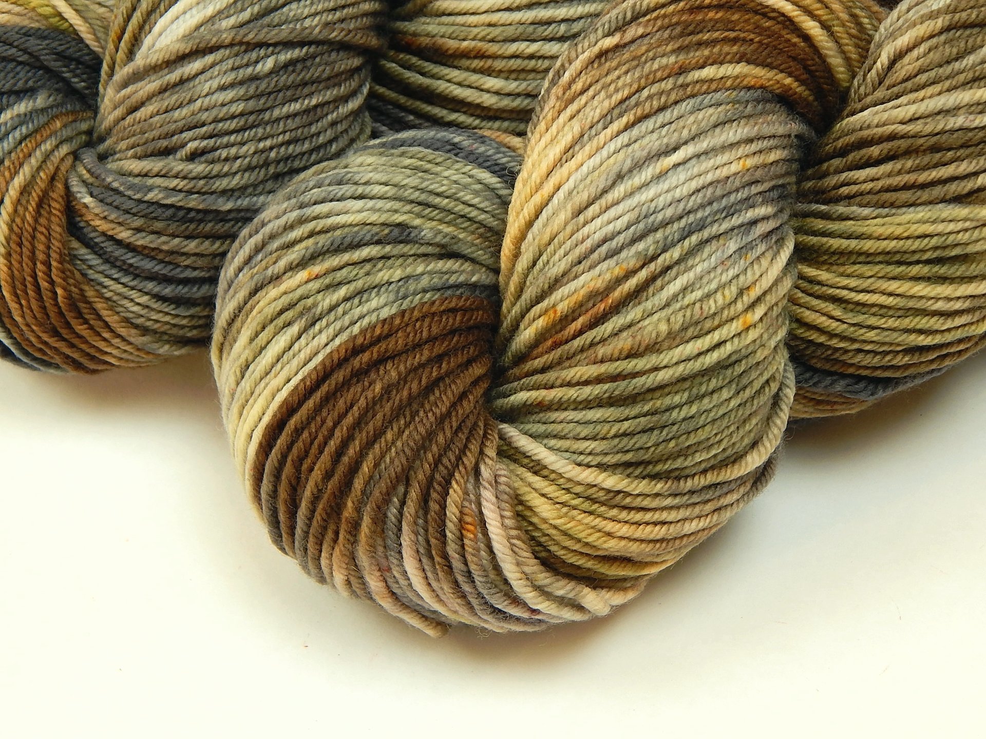 Hand Dyed Yarn, DK Weight Superwash Merino Wool - Potluck Greys & Browns - Soft Washable Indie Dyer Yarn, Earthy Colors Wool Yarn for Knitting Crochet