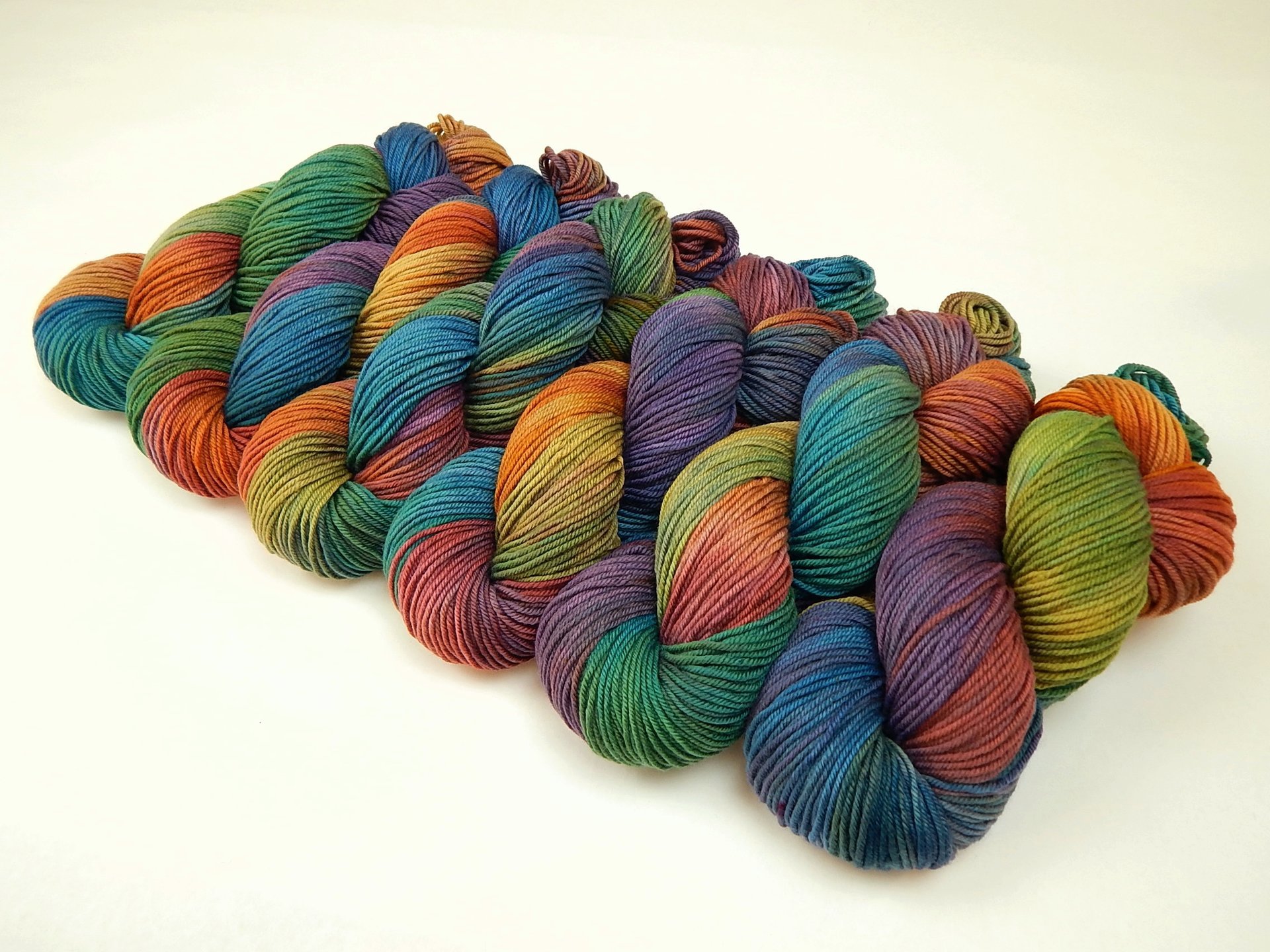 Hand Dyed Yarn, DK Weight Superwash Merino Wool - Potluck Rainbow - Soft Washable Multicolor Indie Dyer Yarn, Vibrant Colors Wool Yarn for Knitting Crochet