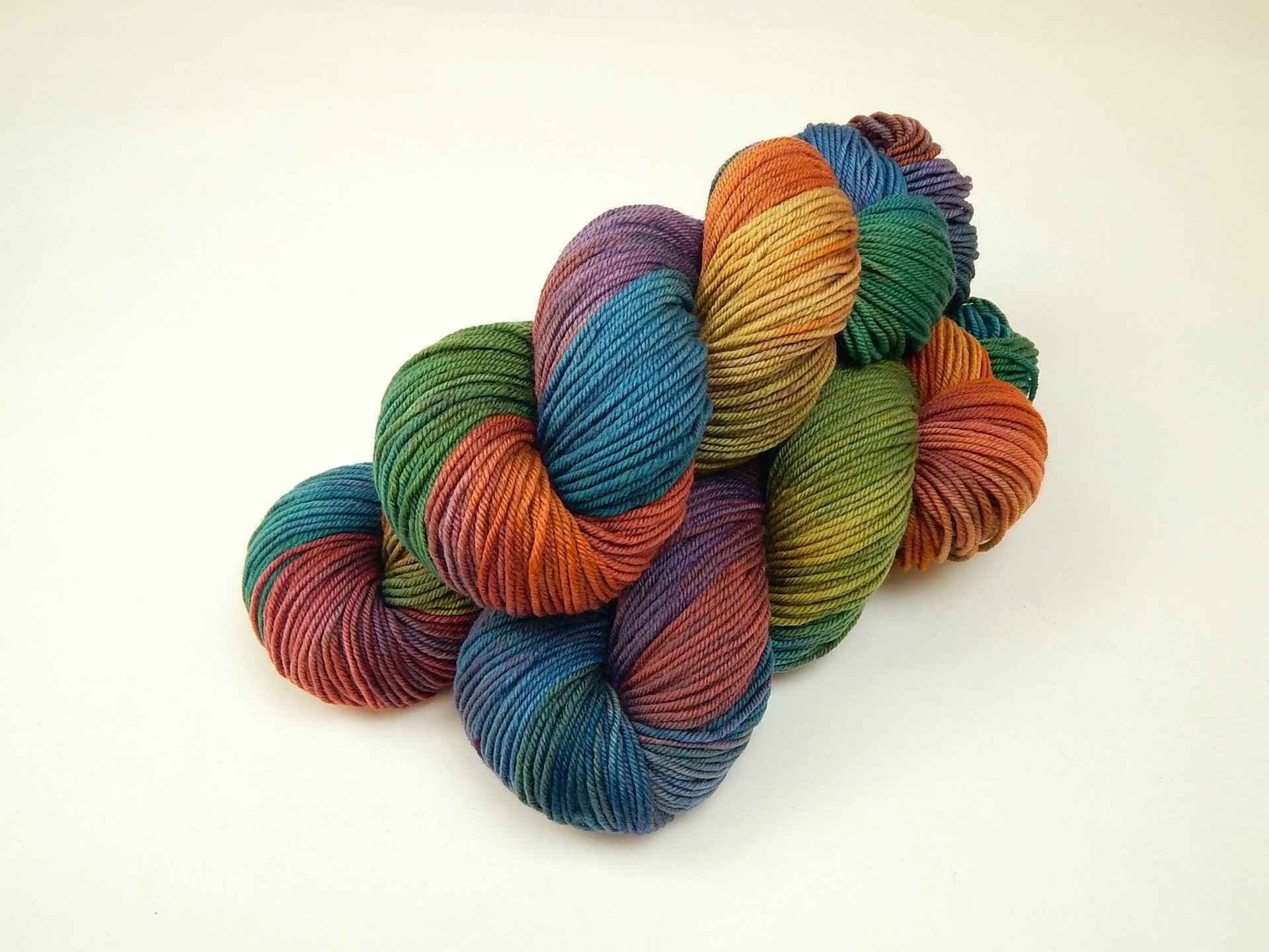 Hand Dyed Yarn, DK Weight Superwash Merino Wool - Potluck Rainbow - Soft Washable Multicolor Indie Dyer Yarn, Vibrant Colors Wool Yarn for Knitting Crochet