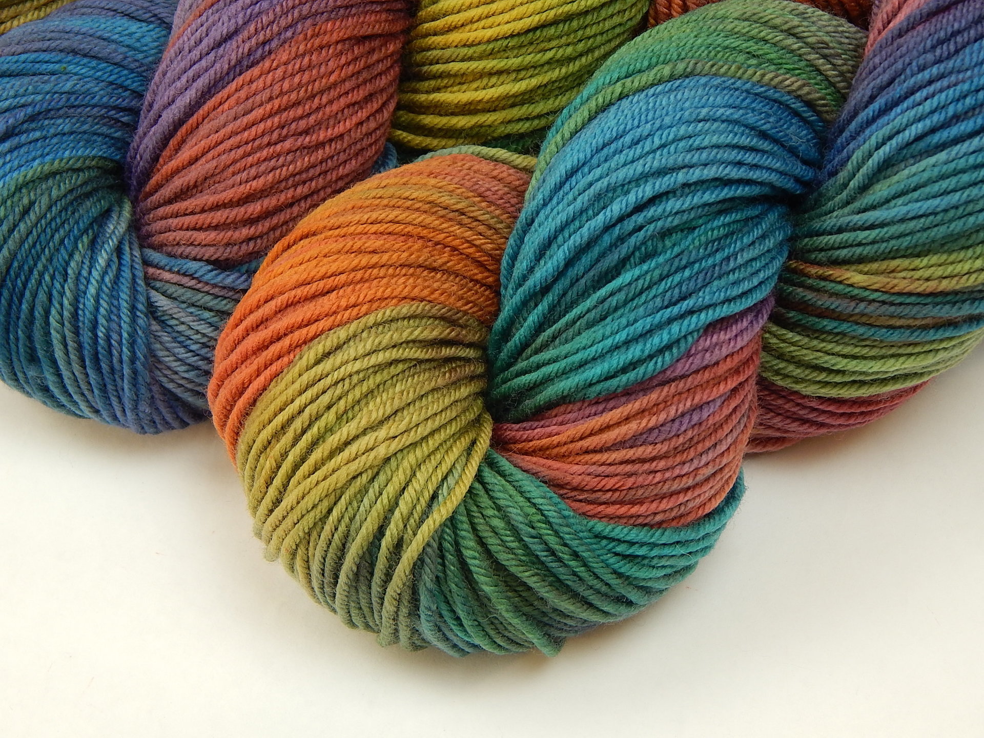 Hand Dyed Yarn, DK Weight Superwash Merino Wool - Potluck Rainbow - Soft Washable Multicolor Indie Dyer Yarn, Vibrant Colors Wool Yarn for Knitting Crochet