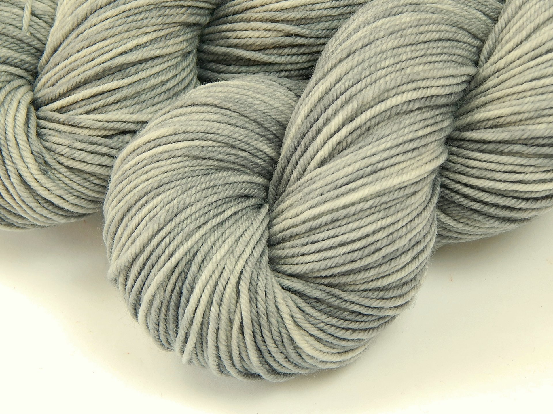 Hand Dyed Yarn, DK Weight 100% Superwash Merino Wool - Silver Lining - Indie Dyed Knitting Yarn, Light Grey Gray Tonal Yarn, Crochet Yarn