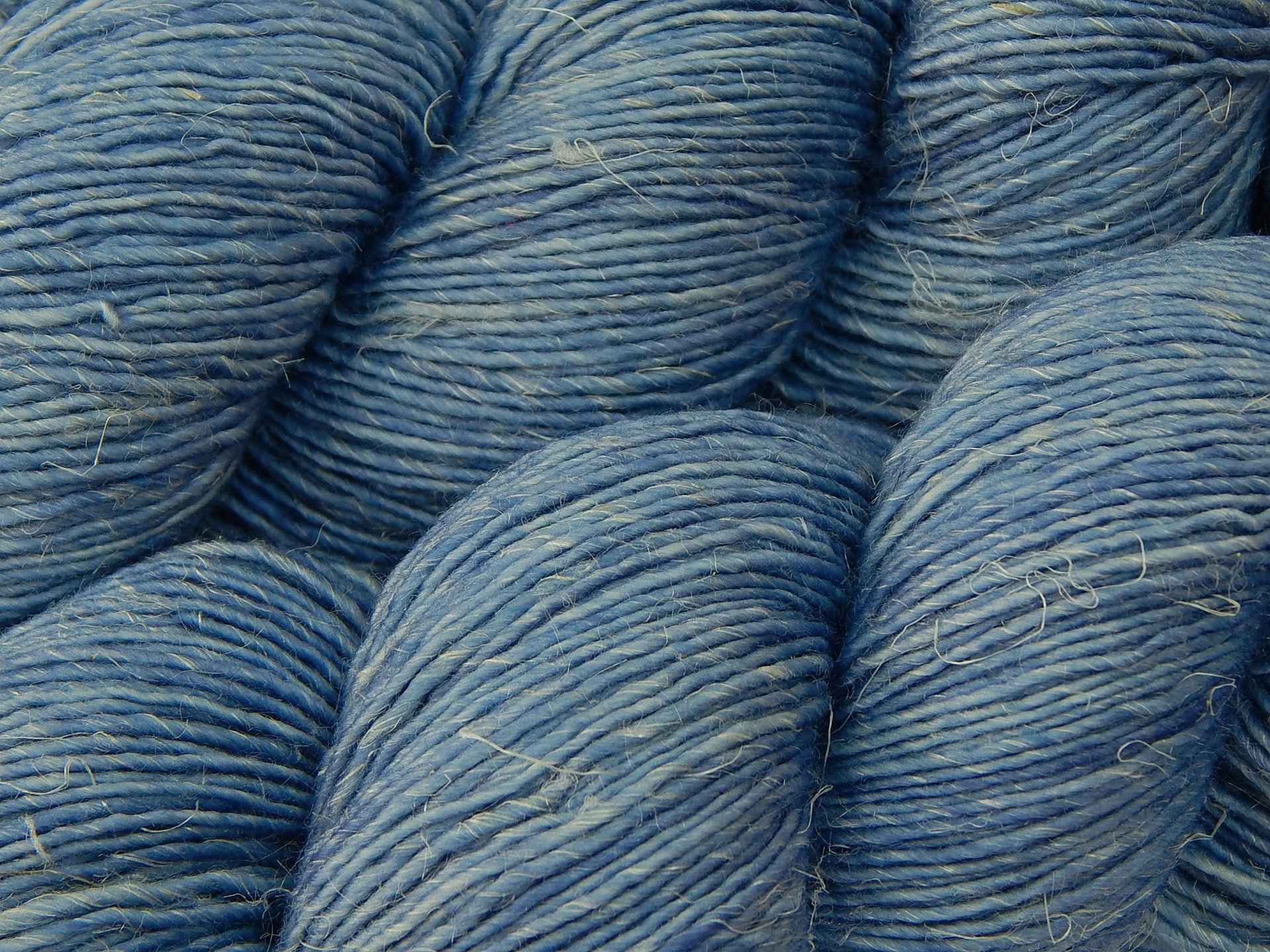 Limited Edition! Hand Dyed Yarn, Sock Fingering Weight Superwash Merino Wool & Linen Blend - Bluebird - Indie Dyer Blue Tonal Knitting Yarn