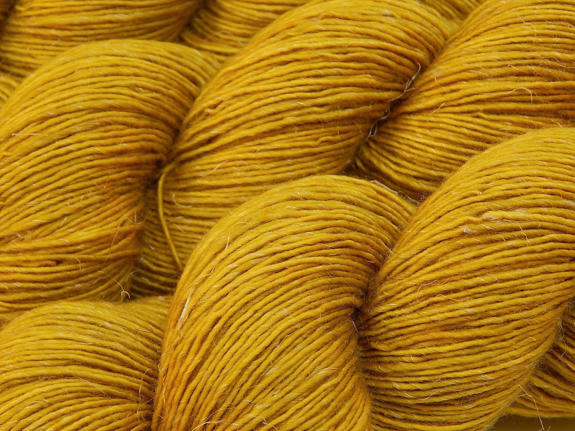 Limited Edition! Hand Dyed Yarn, Sock Fingering Weight Superwash Merino Wool & Linen Blend - Honey Mustard - Indie Dyer Yellow Gold Knitting Yarn