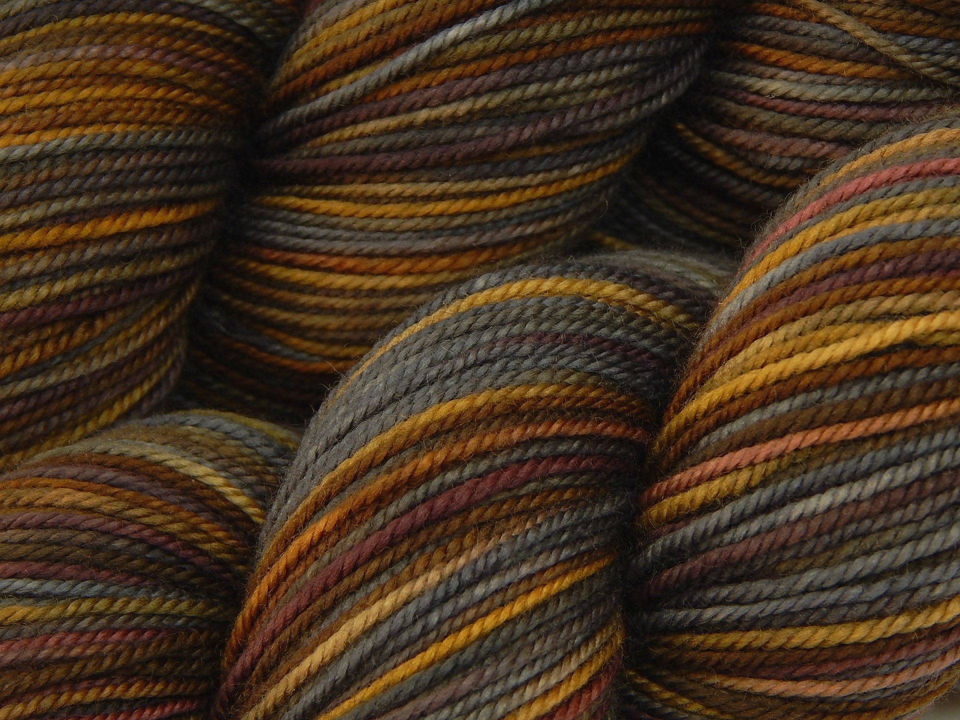 Hand Dyed Yarn, Sport Weight Superwash Merino Wool - Agate - Indie Dyed Grey Gray Brown Gold Knitting Yarn, Earthy Colors Heavier Sock Yarn 