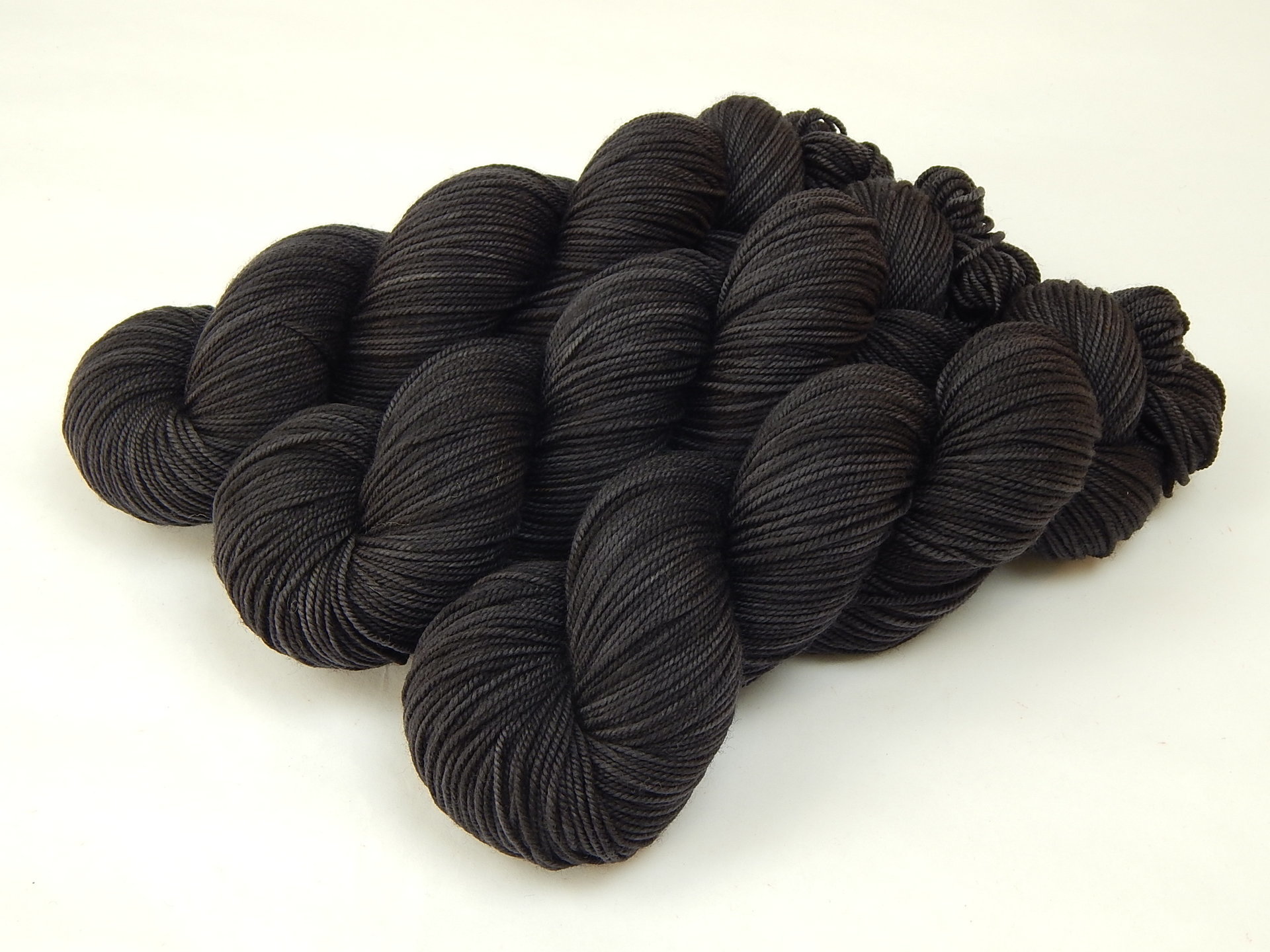 Hand Dyed Yarn, Sport Weight Superwash Merino Wool - Near Black - Indie Dyed Tonal Knitting Yarn, Semi Solid Heavier Sock Yarn