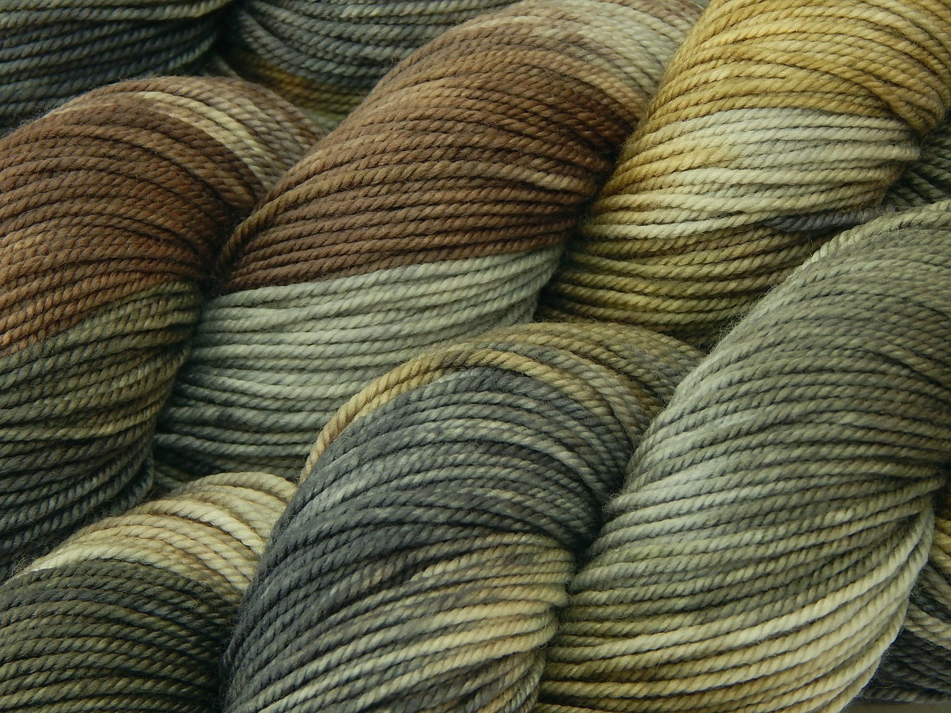Hand Dyed Yarn, Sport Weight Superwash Merino Wool - Potluck Greys & Browns - Indie Dyed Silver Gray Khaki Knitting Yarn, Earthy Colors Heavier Sock Yarn 